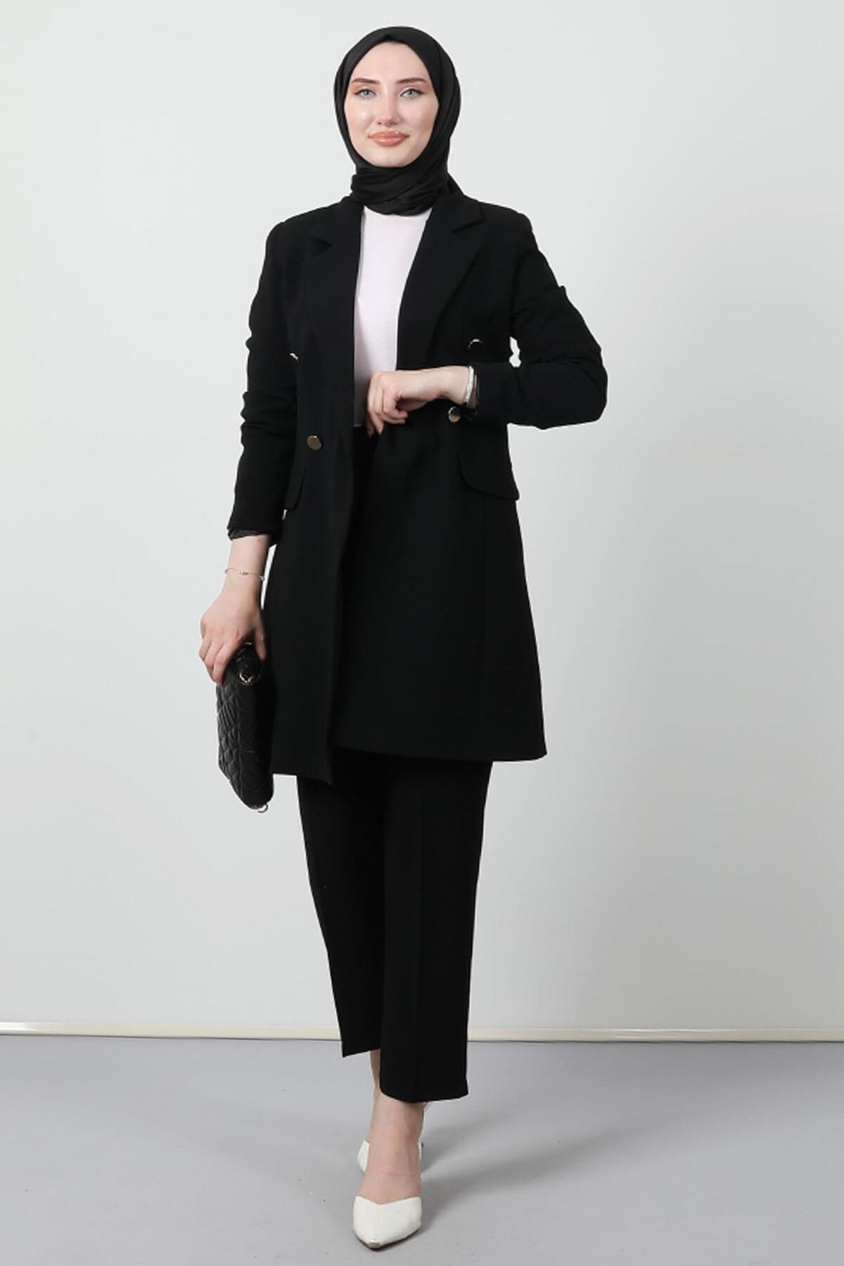 giz astore  Blazer Ceket Takım Siyah - Görsel 3