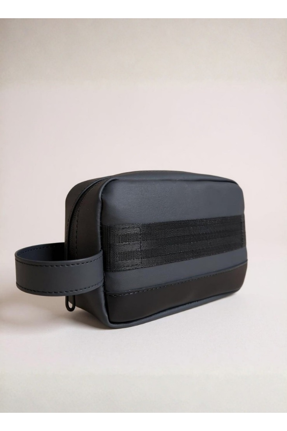 Aggu Bebe Siyah Deri Erkek Tıraş Çantası Günlük El Çantası Portföy - Clutch Bakım Çantası görsel 2