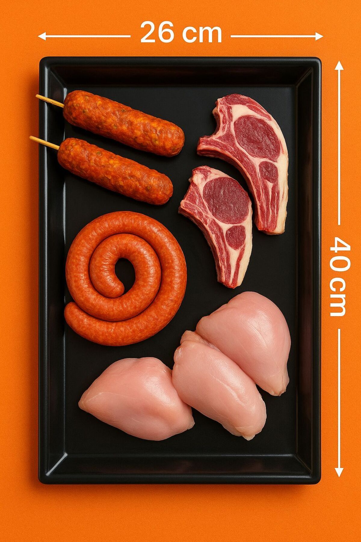 ray plastik Reyon, Kasap, Şarküteri Tepsisi Siyah 26x40 cm