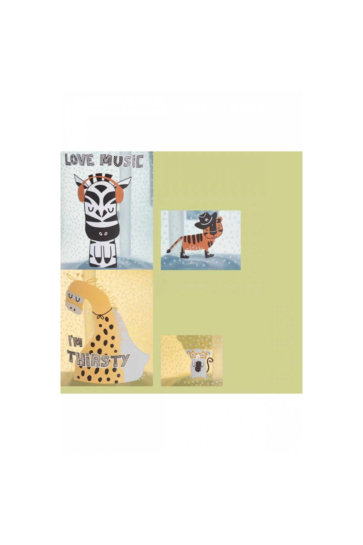 MOISY Pipetli Alıştırma Bardağı/ suluk İkili set Zebra ve Dino Desen fotoğrafı 2 (önizleme)