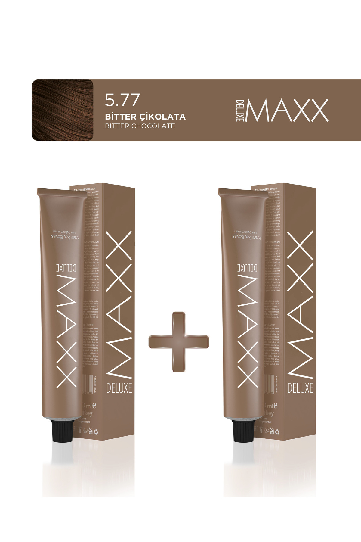 MAXX DELUXE 2'li Tüp Saç Boyası 60 ml 5.77 Bitter Çikolata — قهوه‌ای 152.02M.021