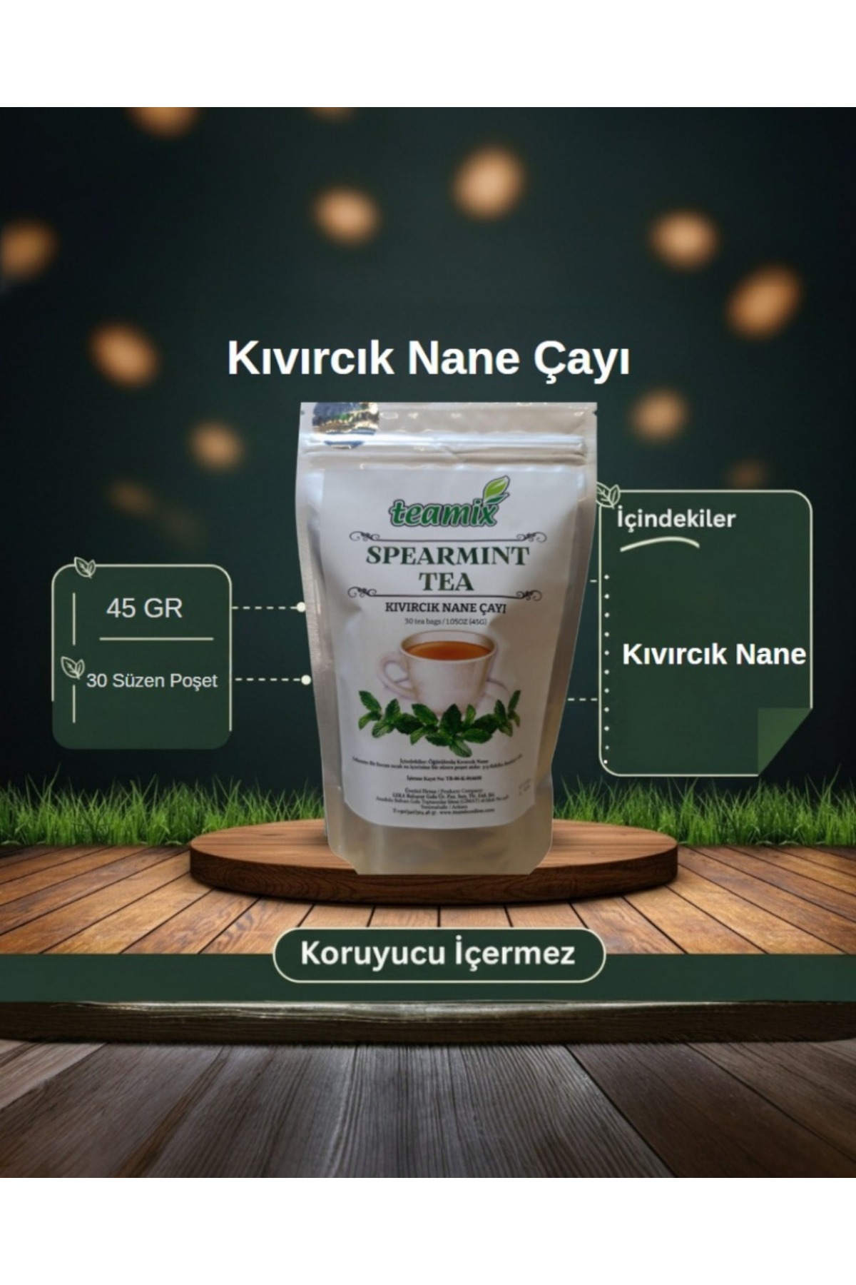 teamix Kıvırcık Nane Çayı Pcos & Sindirim Dostu Spearmint Tea 45 gr 30 Süzen Poşet