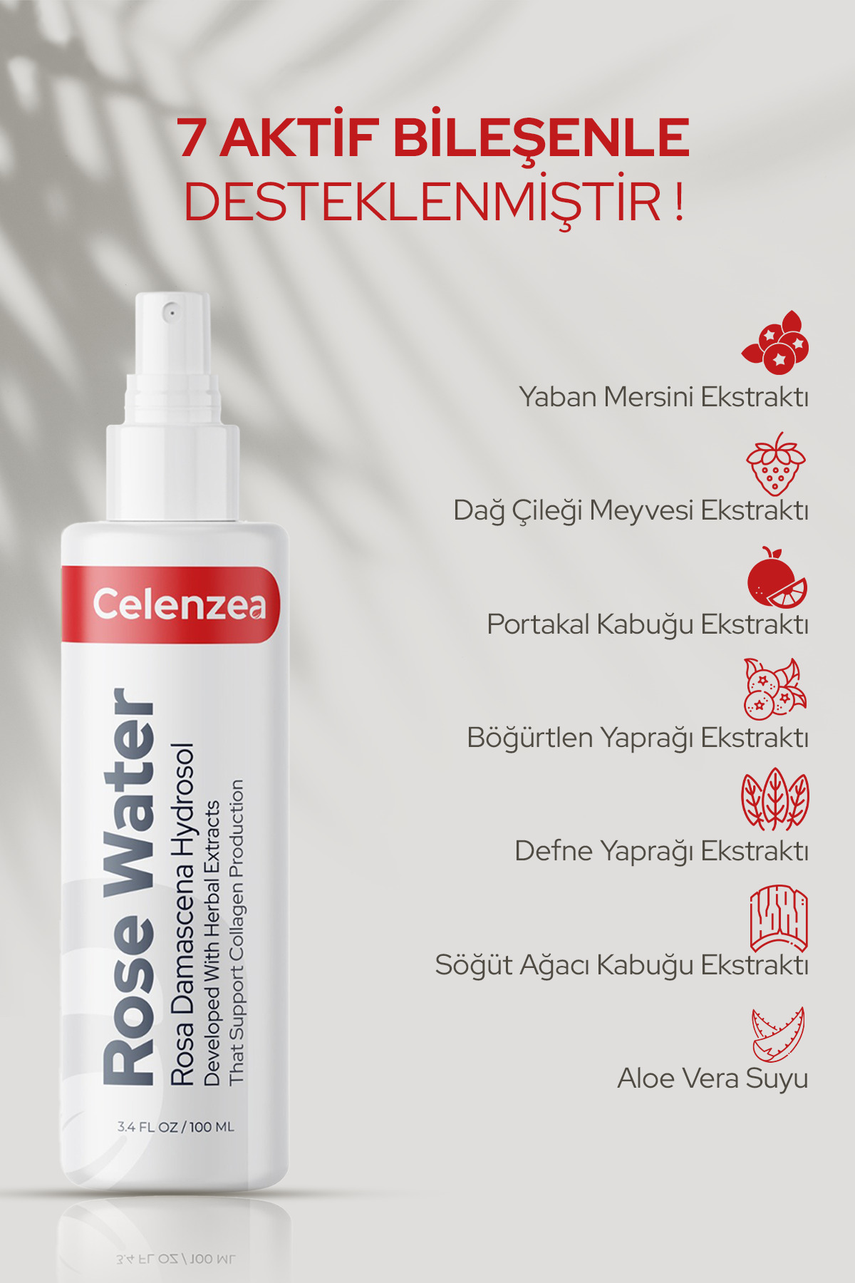 Gül Suyu Gözenek Sıkılaştırıcı Aydınlatıcı ve Tazeleyici Tonik Saf Gül Mayası Rose Water 100ml — AFLY100ML10 — تصویر 5 از 9