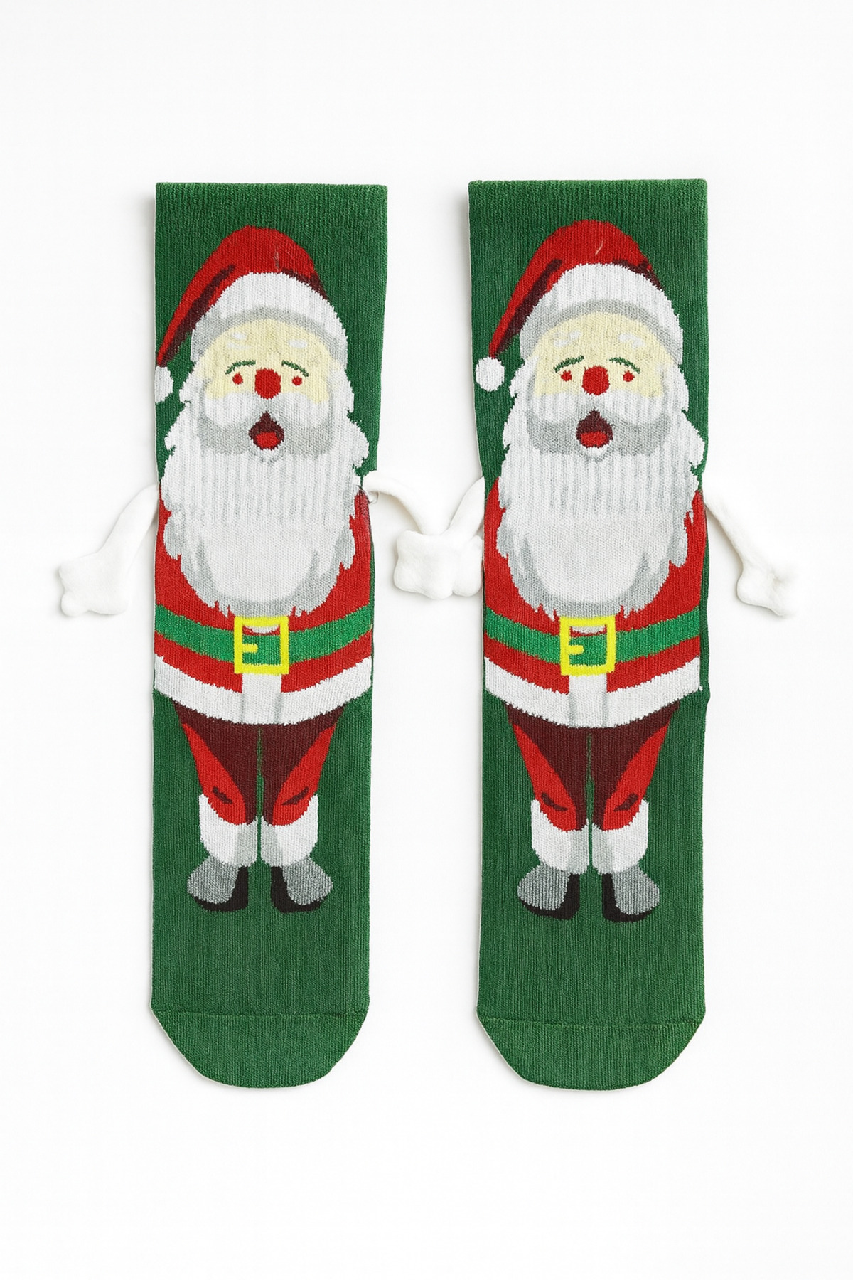 CARNAVAL SOCKS El ele tutuşan noel baba desenli yılbaşı çorabı(El kısmı beyazdır)