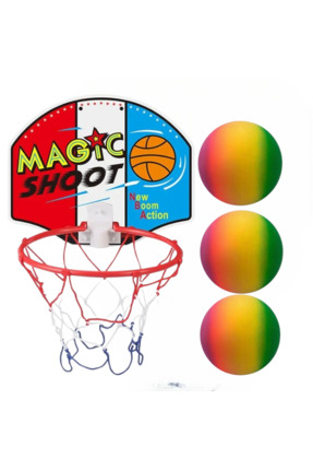 Genel Markalar 3 Adet Top+ Kapıya takılabilir Büyük Boy Oyuncak Basketbol Potası