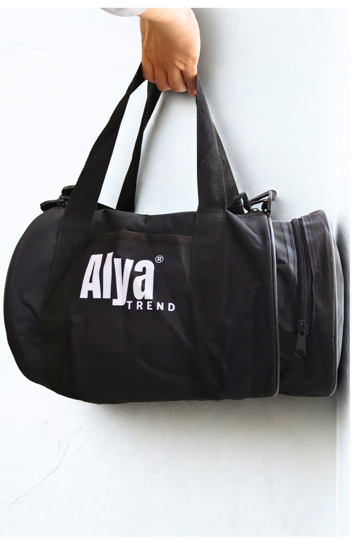 Alya trend Unisex Siyah Geniş Hacimli Su Geçirmez Uzun Askılı Seyahat Gym Fitness Silindir Spor Çantası görsel 3