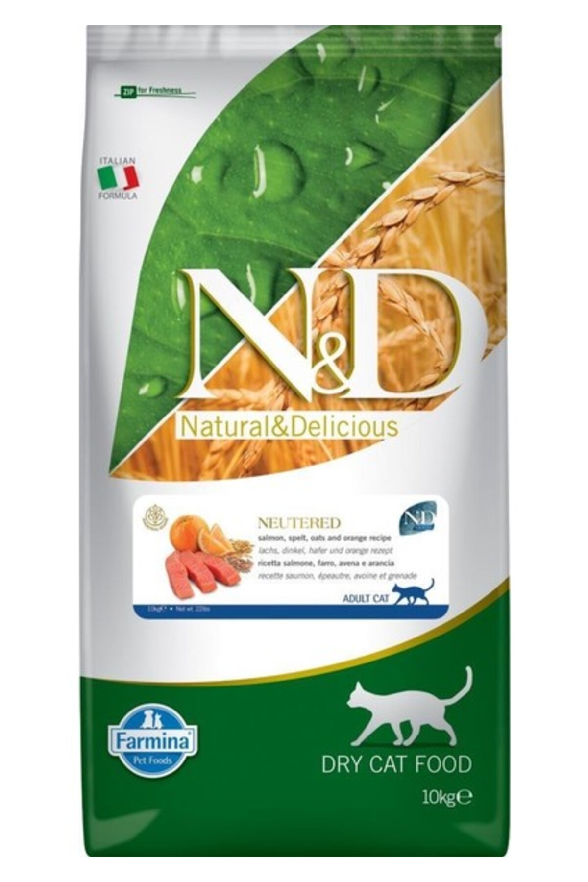 N&D Ocean Düşük Tahıllı Somonlu ve Portakallı Kısırlaştırılmış Kedi Maması 10Kg