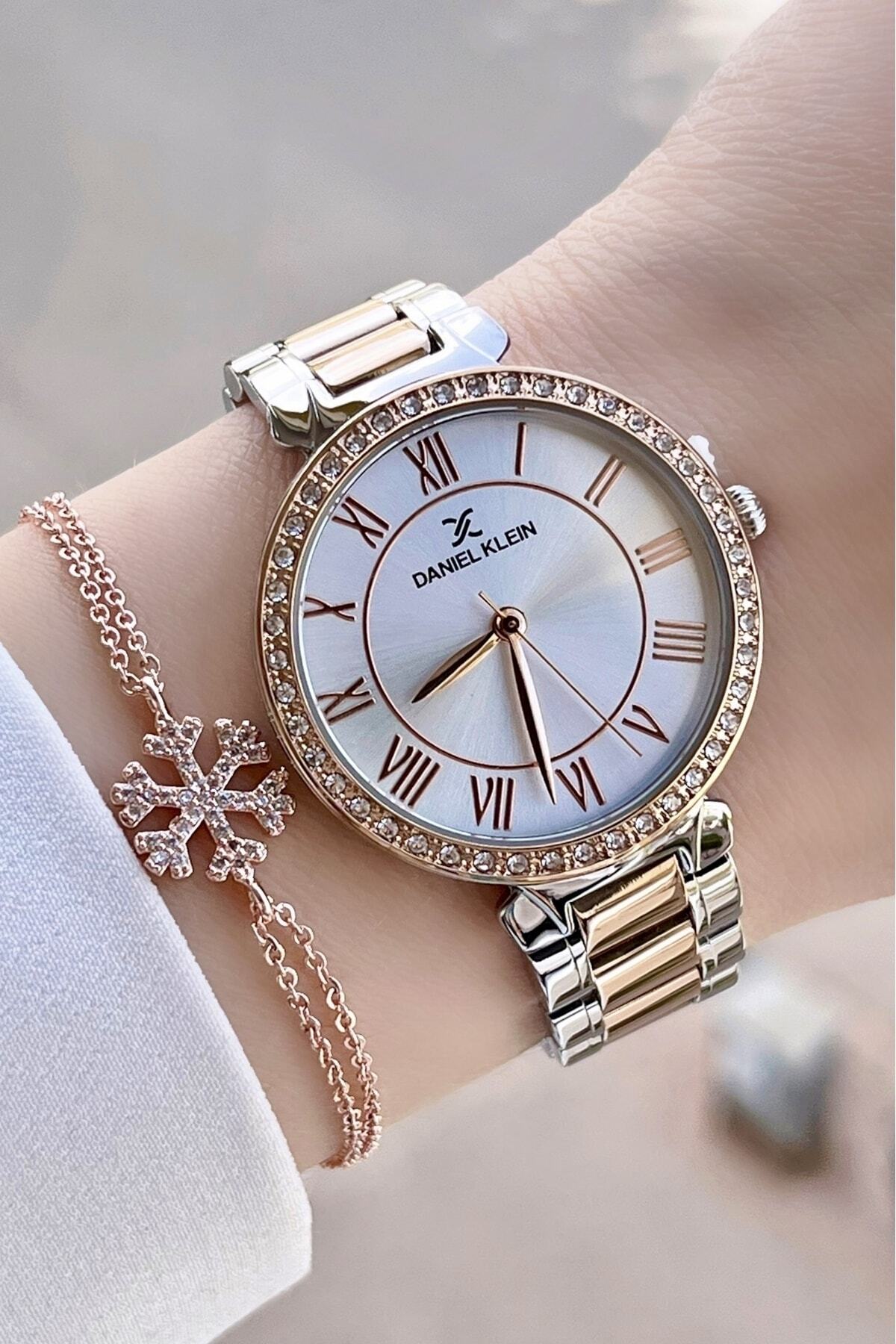 Rose Silver Color Modern Thin Case Women Wrist Watch