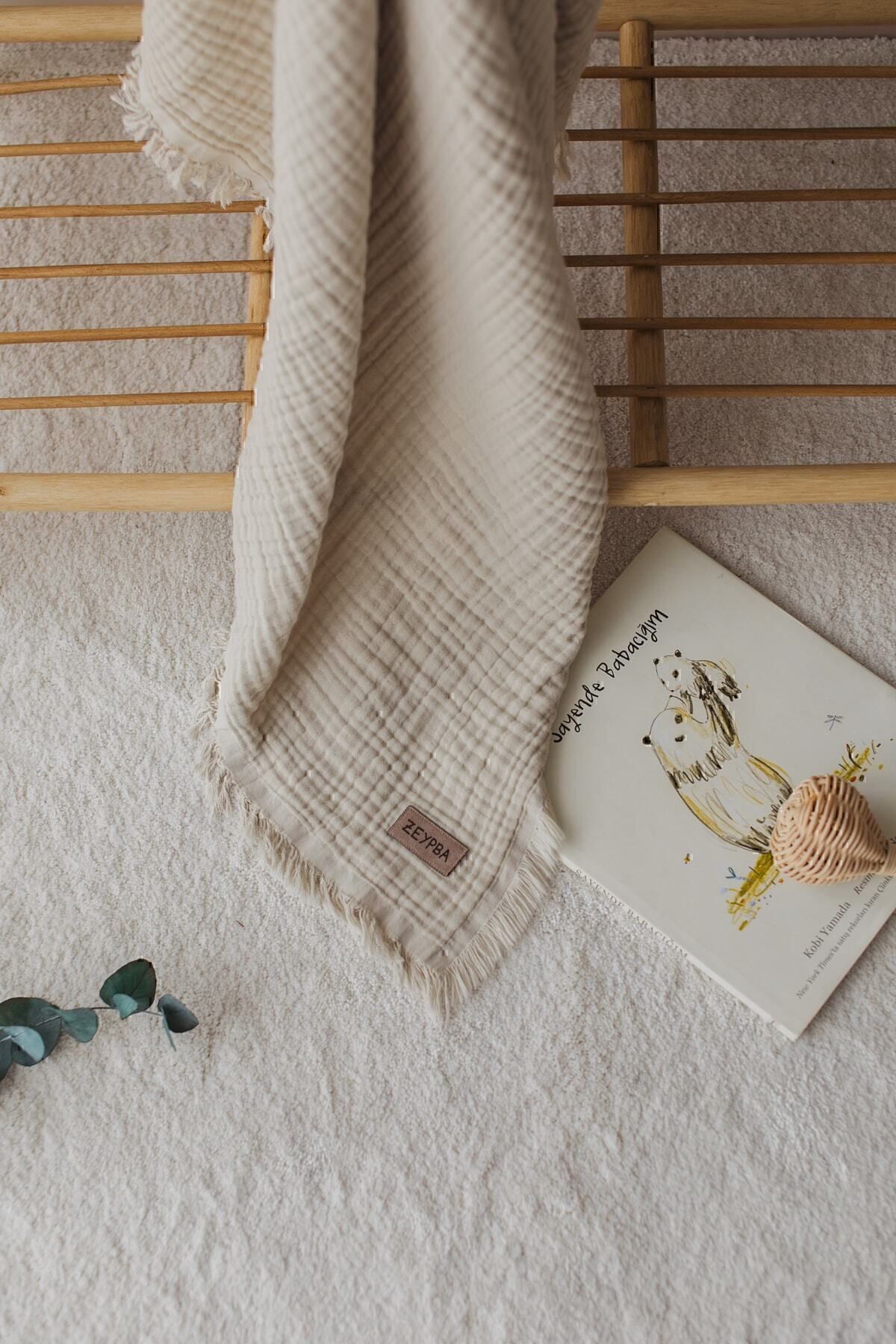 ZEYPBA % 100 Pamuk 4 Katlı Müslin Örtü Bej (Bebek & Çocuk İçin) 110x110cm fotoğrafı 3 (önizleme)