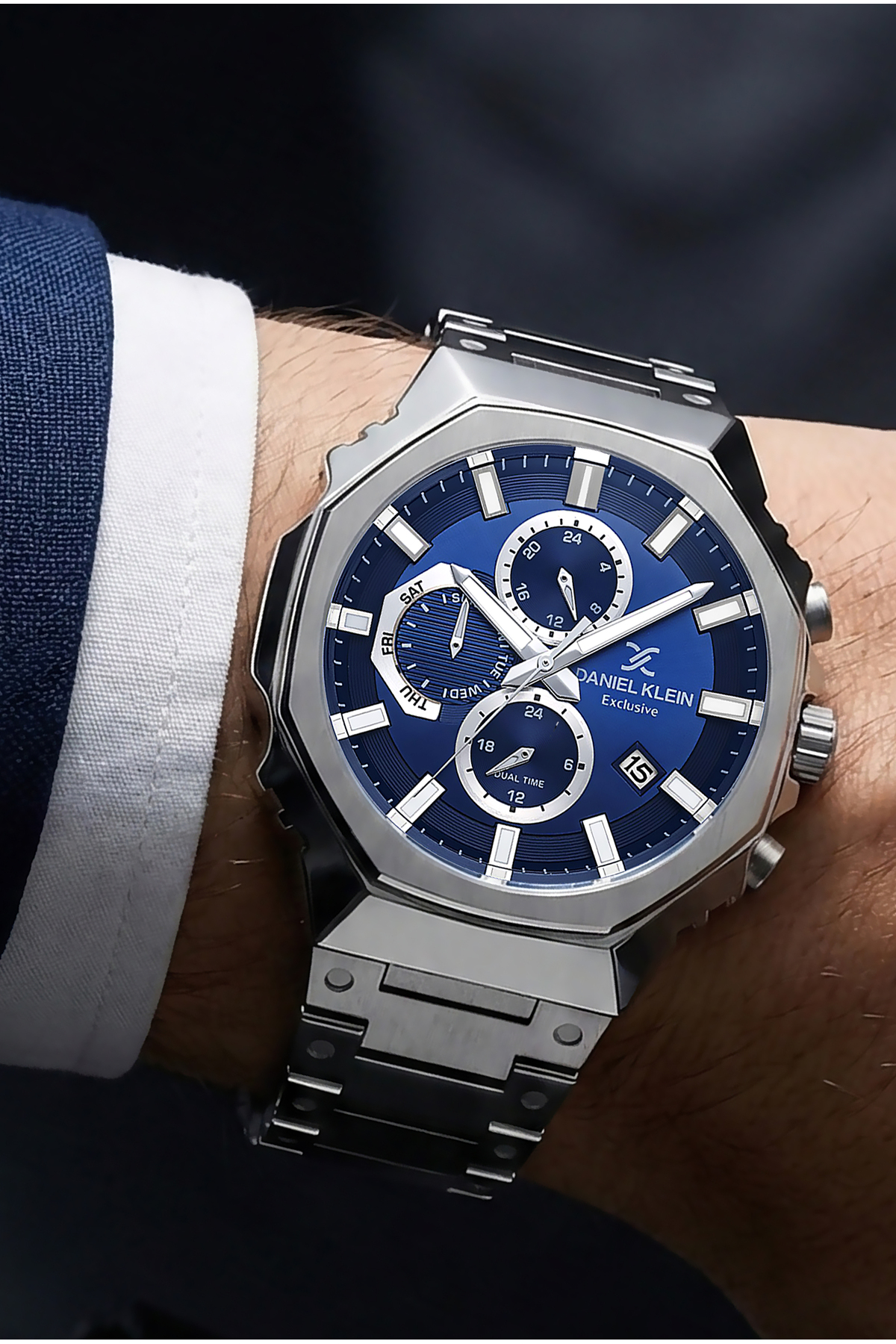 ساعت مچی مردانه انحصاری ضدآب، بند فولادی ضدزنگ رنگ نقره‌ای - Dke2143C1