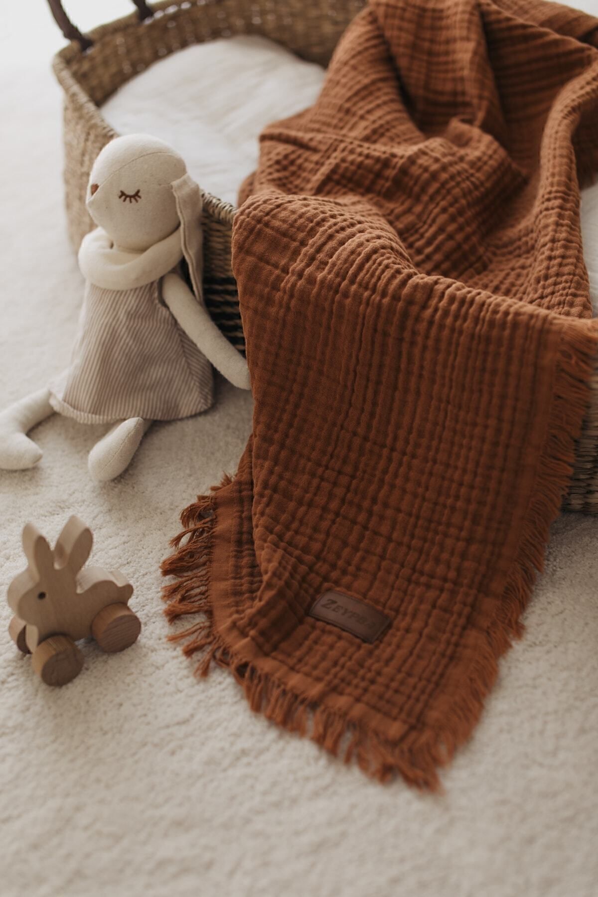 ZEYPBA % 100 Pamuk 4 Katlı Müslin Tarçın 110x110 cm (Bebek & Çocuk İçin) fotoğrafı 3 (önizleme)