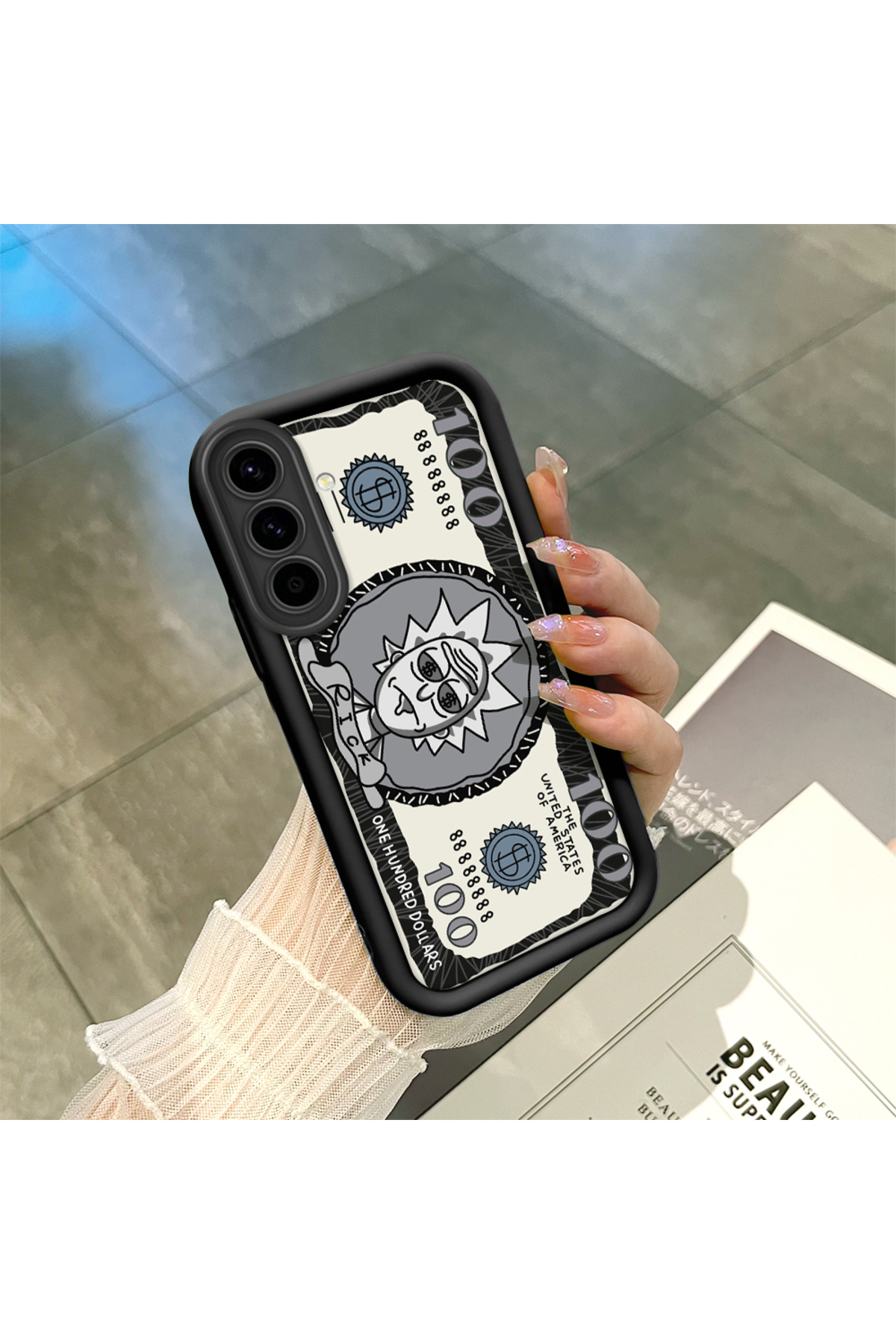 Samsung Galaxy A56 Compatible Black Silicone Fun Pattern Shock Absorber Phone Case