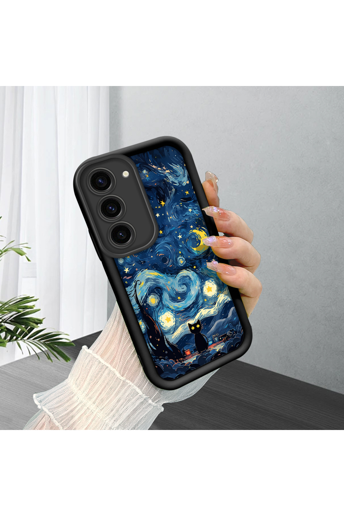 Samsung Galaxy S23 Compatible Black Silicone Cat Shock Absorbing Phone Case
