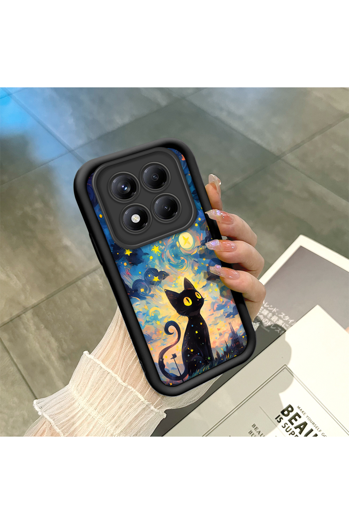 Xiaomi Redmi Note 14 Pro 4G Compatible Black Silicone Cat Shock Absorbing Phone Case