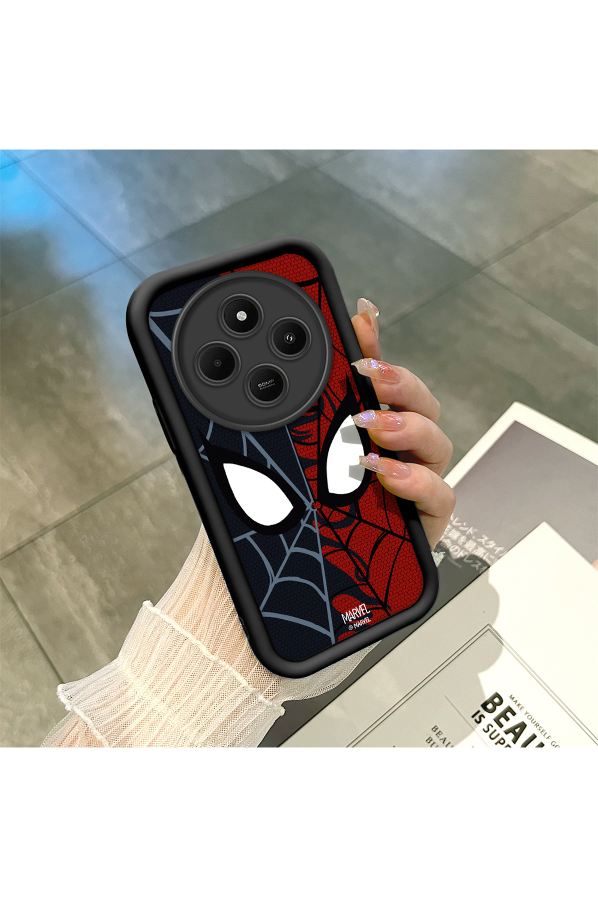 Xiaomi Redmi 14c Compatible Black Silicone Fun Pattern Shock Absorber Phone Case