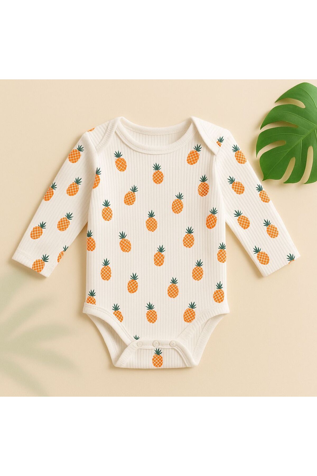 EFU BABY 2li Ananas Desenli %100 Pamuklu Unisex Bebek Body Pantolon Takım fotoğrafı 2 (önizleme)