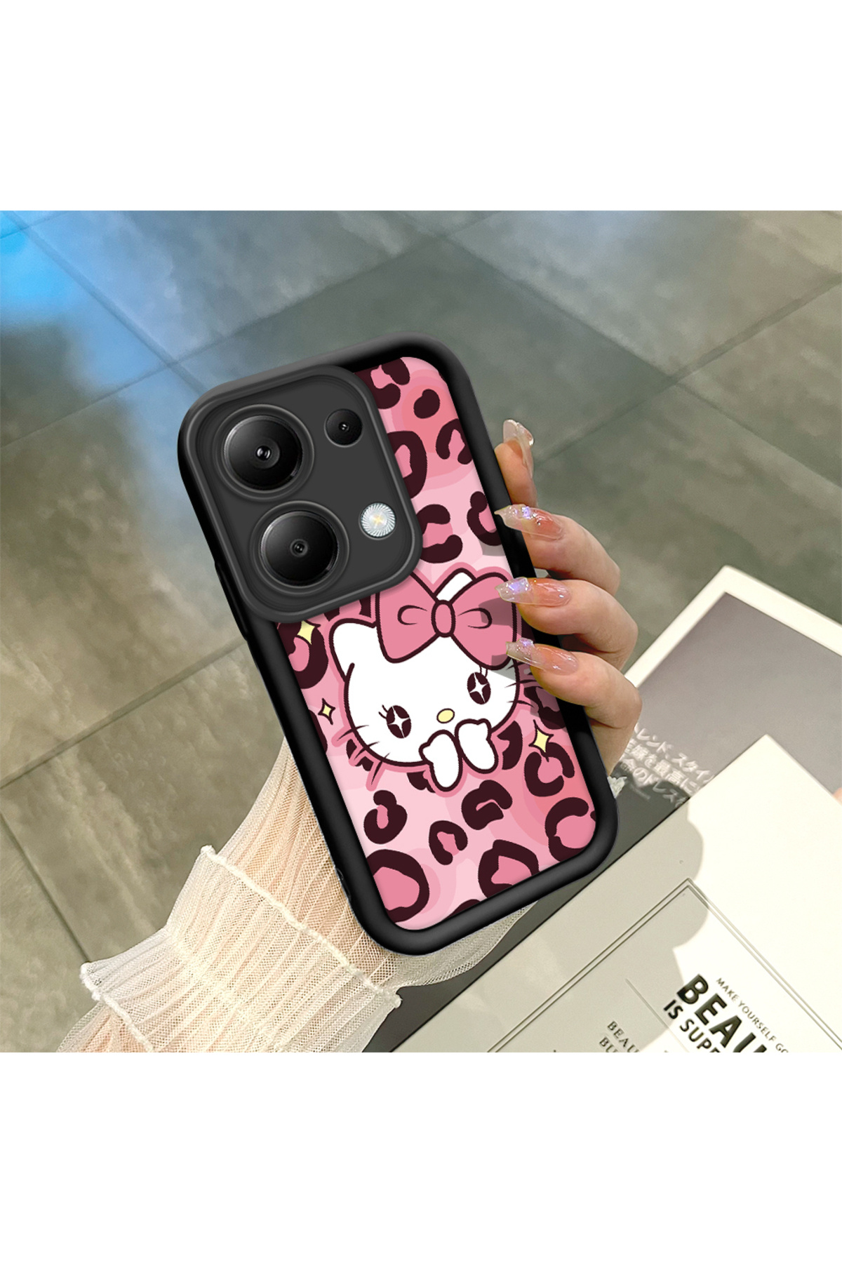 Redmi Note 13 Pro 4G Compatible Black High Quality Silicone Leopard Pattern Kitty Case