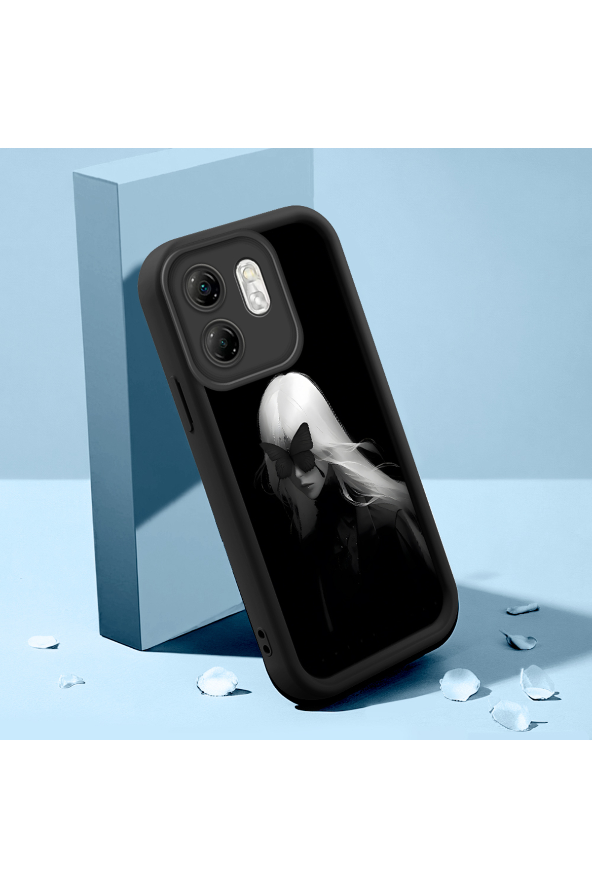 Infinix Smart 9 Compatible Black Silicone Anime Style Patterned Lens Protection Phone Case