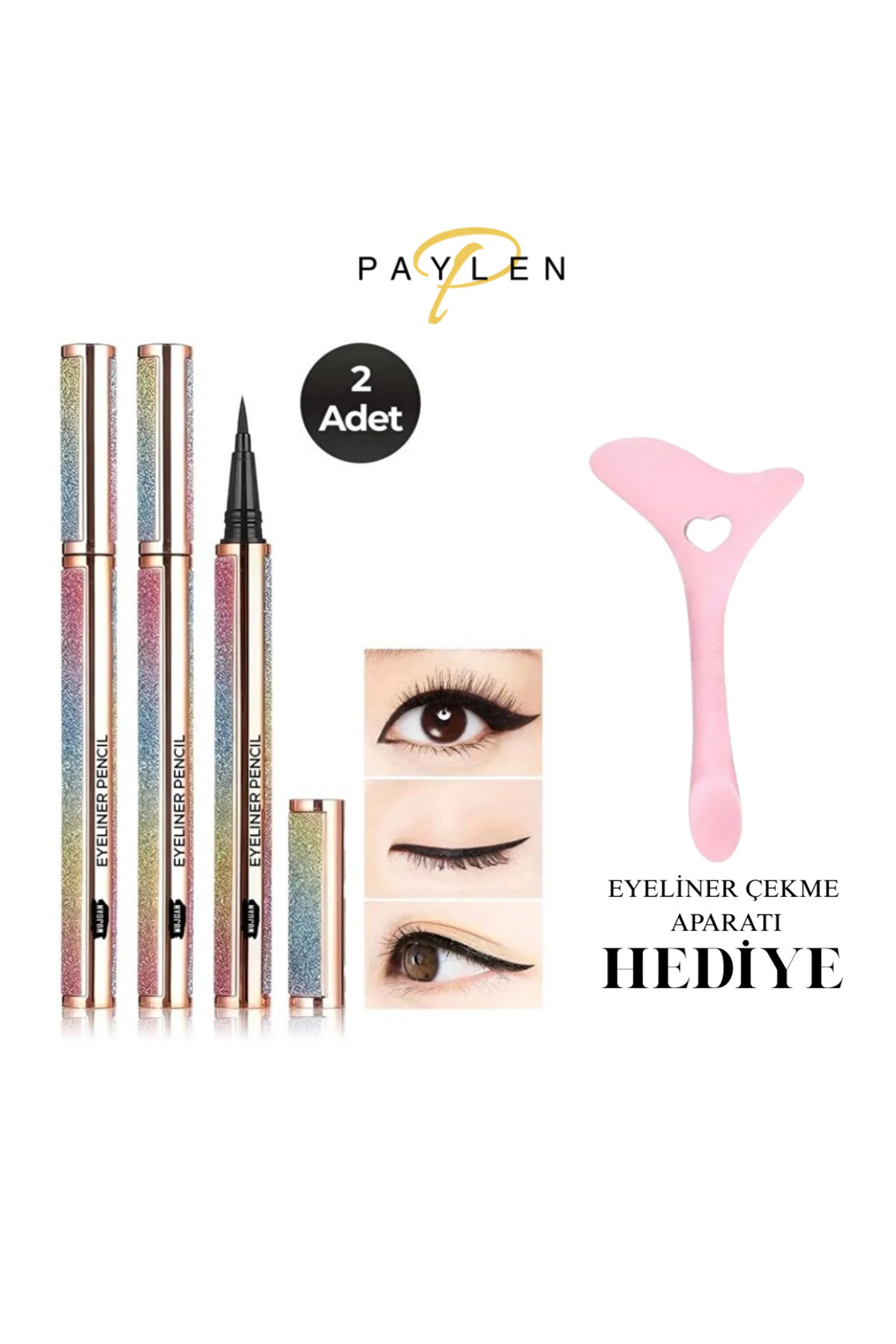 PAYLEN Suya Dayanıklı Kalıcı Eyeliner Seti 2 Adet- Eyeliner Çekme Aparatı HEDİYE