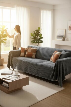 Nest Touch Fluvi – 175x215 cm Kaymaz Tabanlı Kabartmalı Koltuk Örtüsü