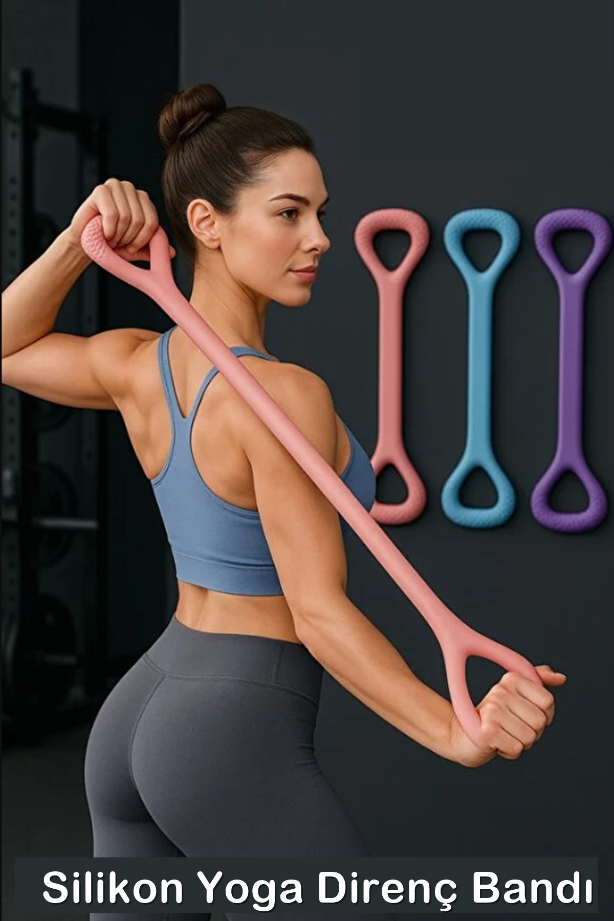 İndirimKap Silikon Yoga Direnç Bandı - Sırt, Bel, Kol Egzersizleri İçin Egzersiz Esnetme Direnç Lastiği