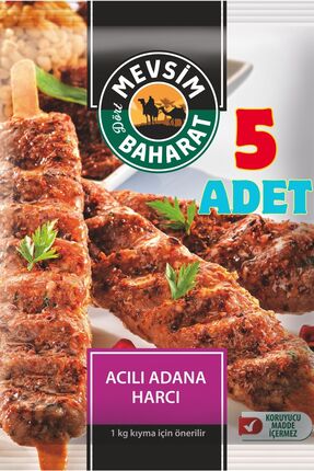 Dört Mevsim Baharat 5 Paket ACILI ADANA Harcı (5x100g) – Adana Kebabı Köfte H...