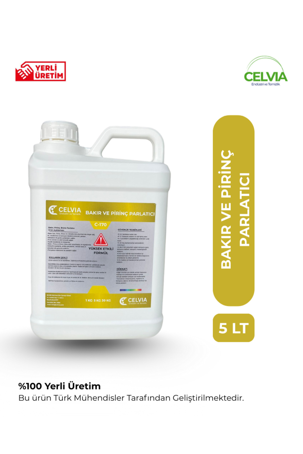 CELVIA Temizlik Bakır Pirinç & Bronz Parlatıcı Konsantre C-170 5kg