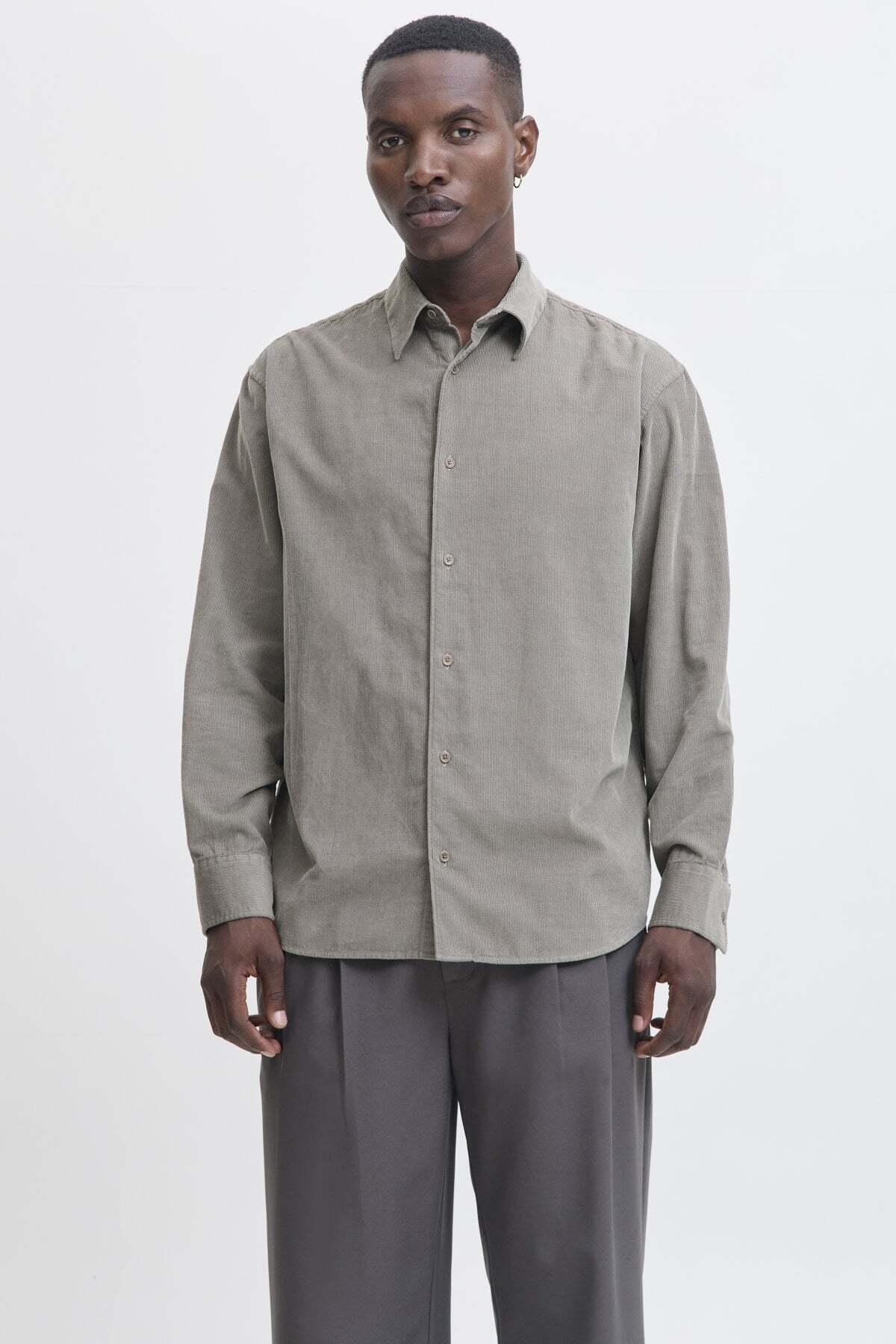پیراهن مردانه آستین بلند | جک اند جونز Jack & Jones 12282351Gray Flann - تصویر 2