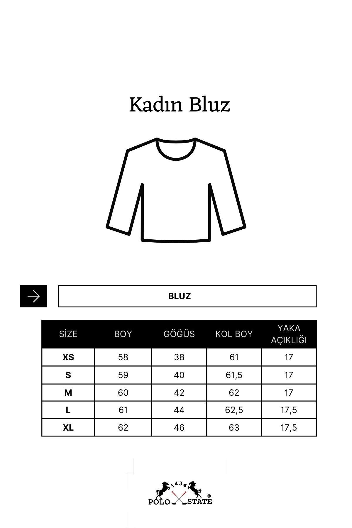 Polo State  Kadın Siyah Transparan Uzun Kollu İç Gösteren Likralı Tül Bluz - Görsel 5
