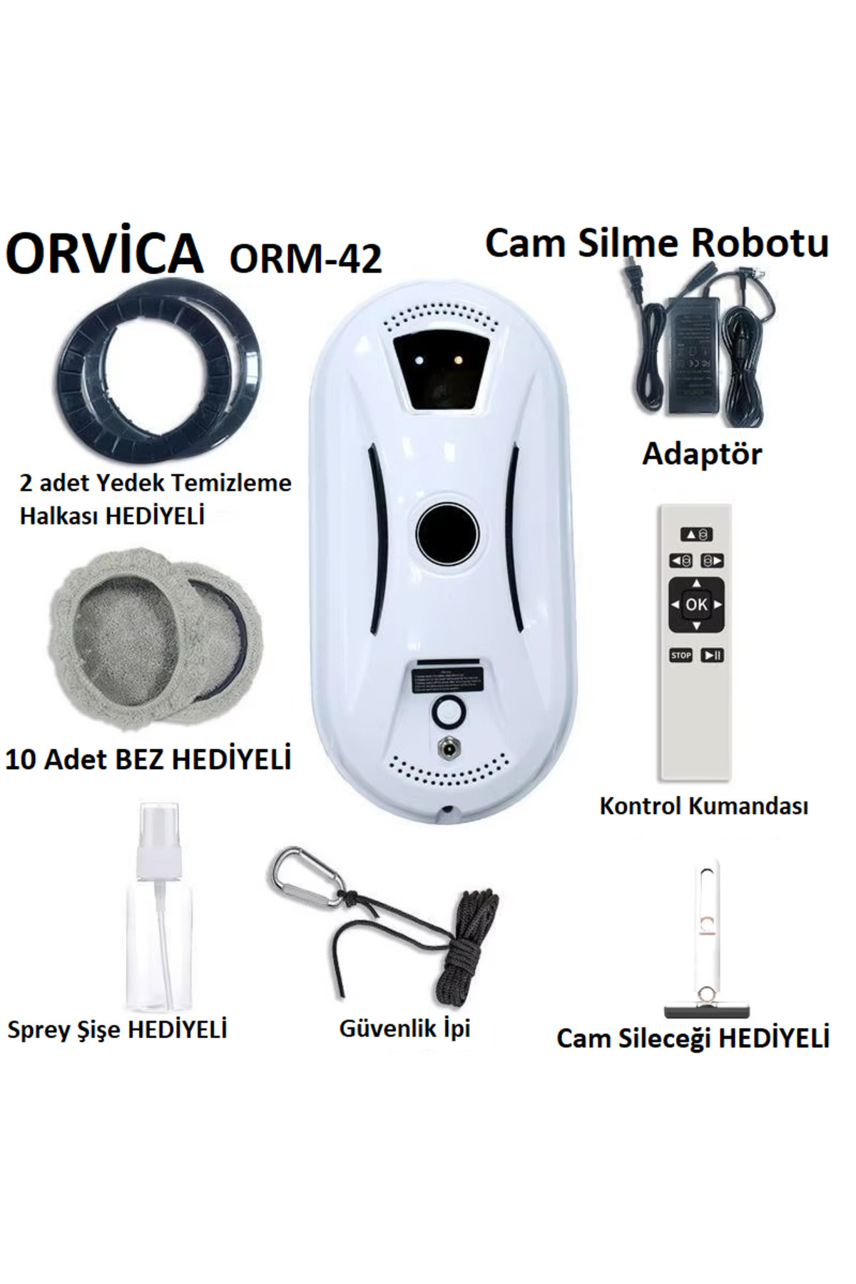 ORVİCA Otomatik Uzaktan Kumandalı Sıvı Püskürtmeli Cam Pencere Silme Robotu