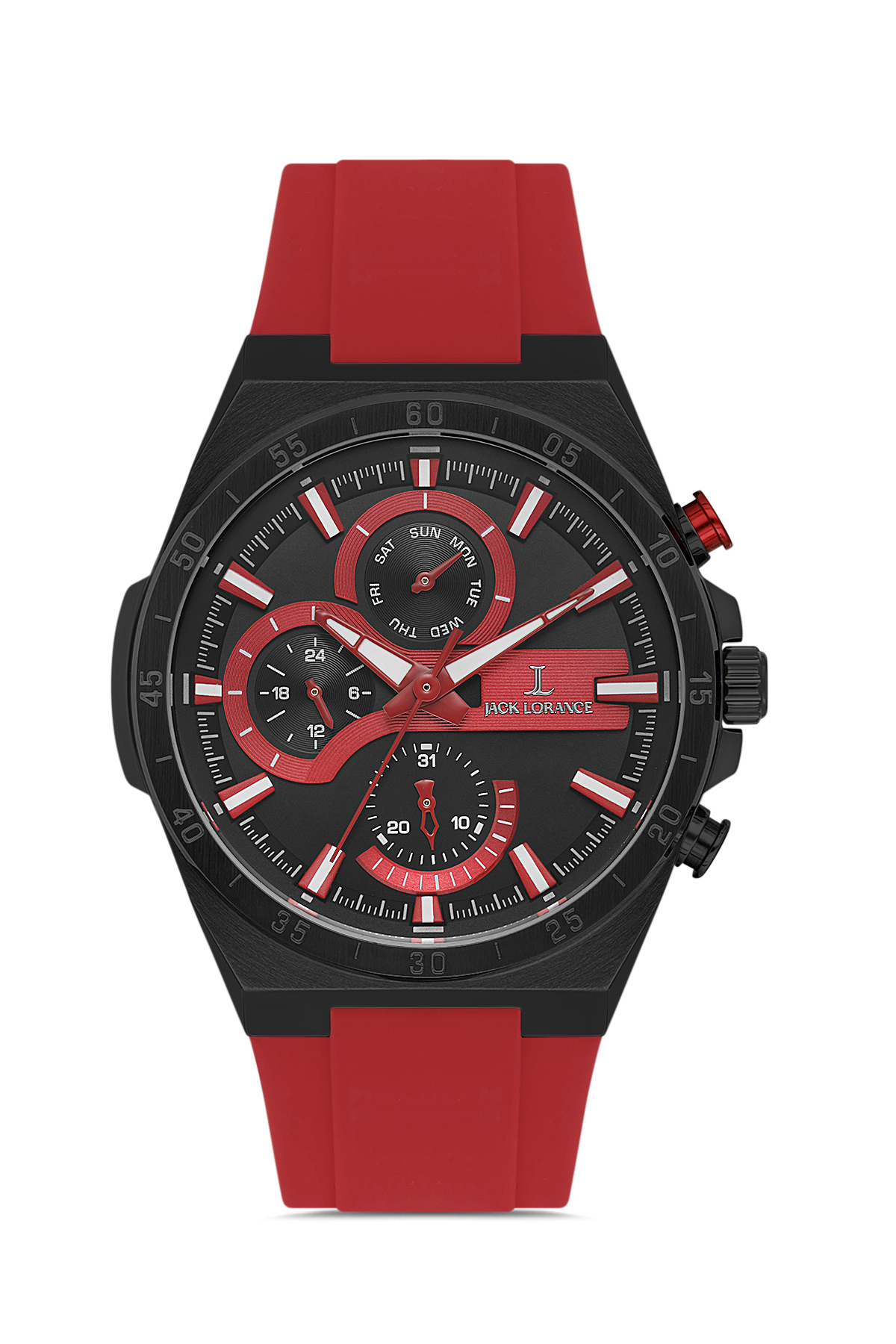 JACK LORANCE Jls04239S.02 Red & Black Steel Men's Wristwatch- Trendyol
