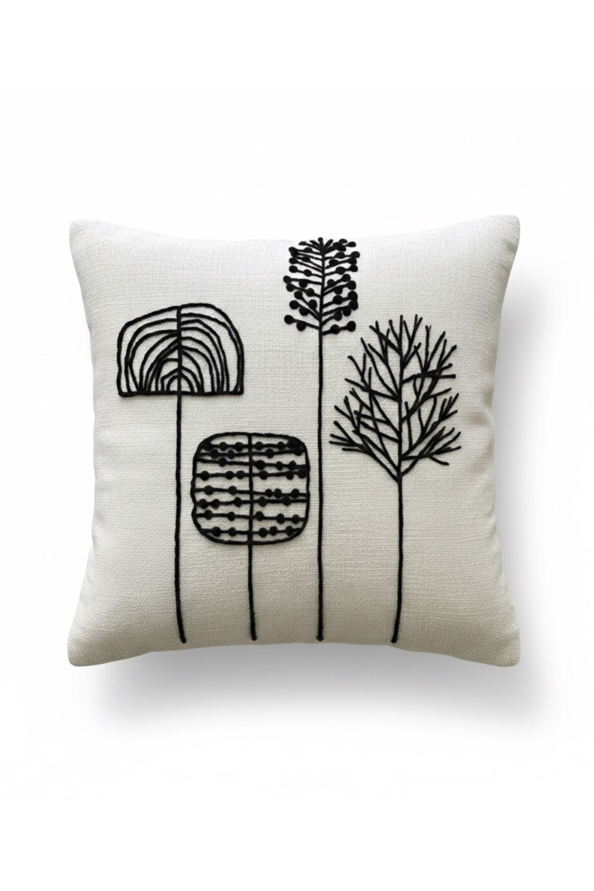 Washed Linen Branch Figure Punch Pillow Case