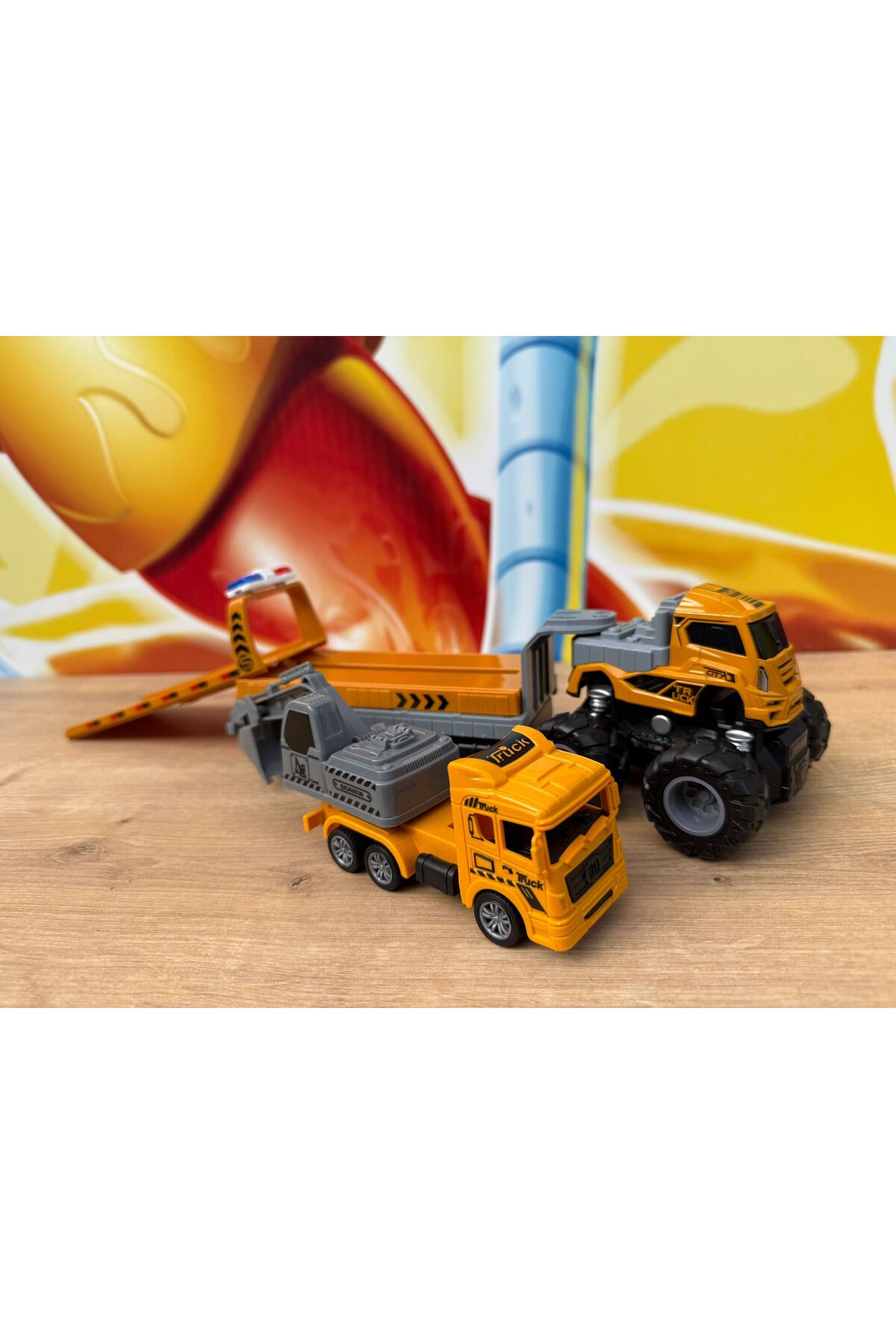 scntoys Sürtmeli Diecast 4X4 İnşaat Araçları Kepçe Oyuncak Kepçe