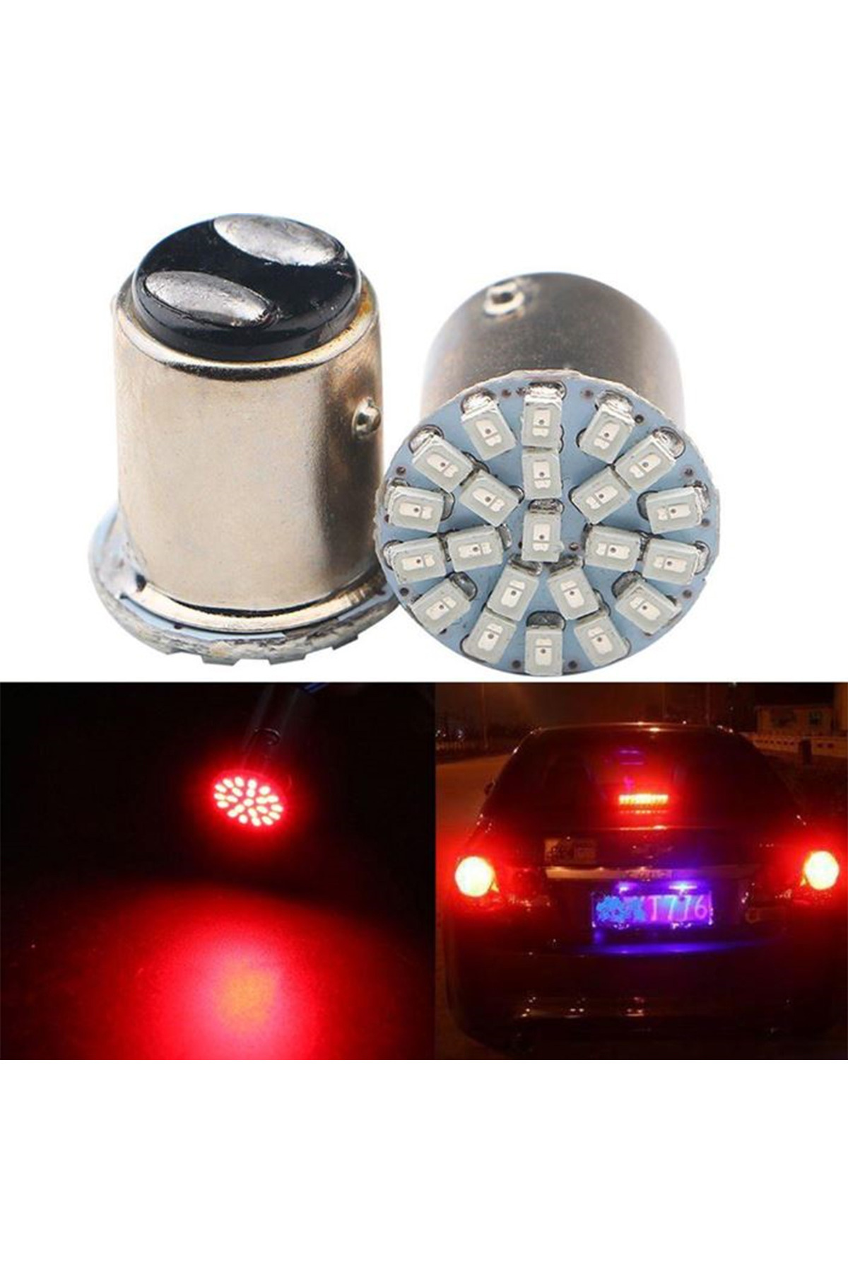 MOD10 Motosiklet fren stop çakar 24 ledli Kırmızı 12v (1 adet) Uzun ömürlü