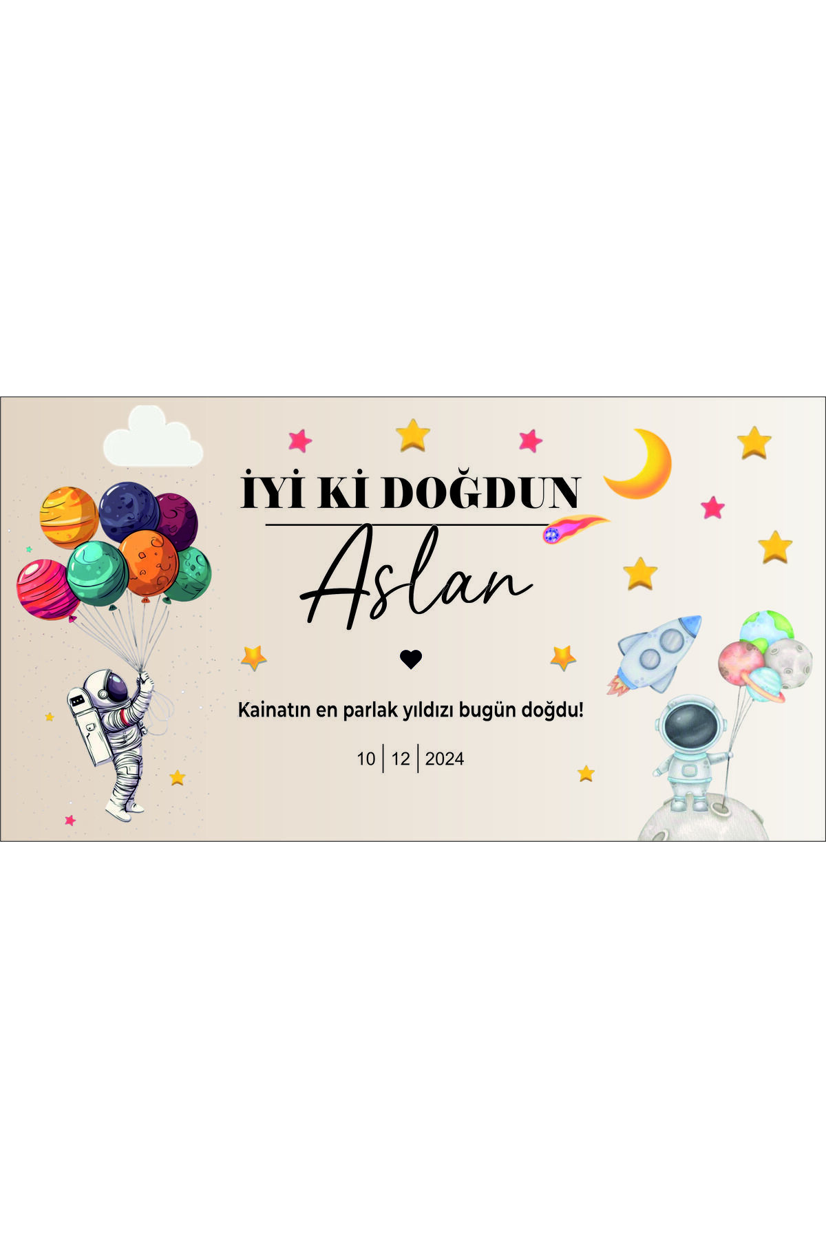Mert Reklam Astronot Doğum Günü Afişi 1.50x1.00 Metre