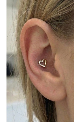 alysa jewelry Cerrahi Çelik zirkon taşlı kalp Piercing Tragus, heliks, lobe, ...