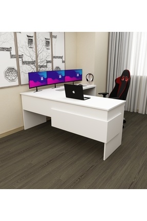 morepp Sell L Çalışma Ofis Gaming Oyuncu Masası | Beyaz - Beyaz