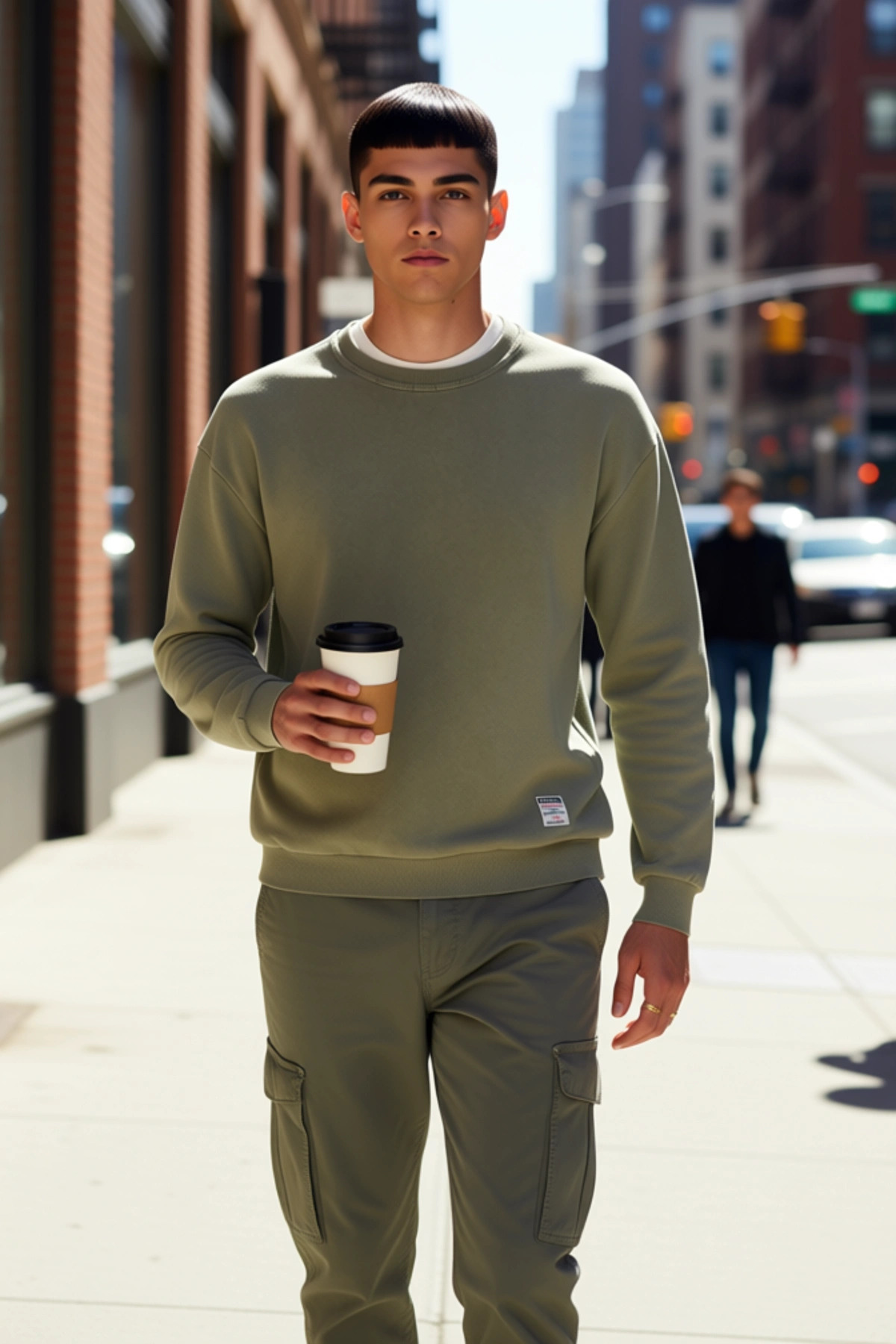 Erkek Bisiklet Yaka Standart Kol %100 Pamuk Oversize Sweatshirt Fonksiyonel Dayanıklı Spor