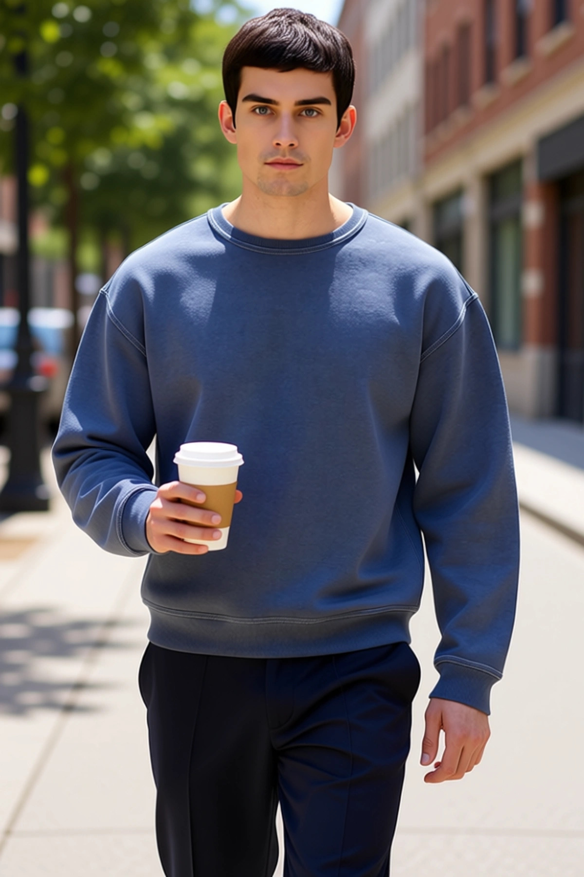 Erkek Bisiklet Yaka Düşük Kol Oversize Kalıp Sweatshirt Fonksiyonel Dayanıklı Kaliteli Şık