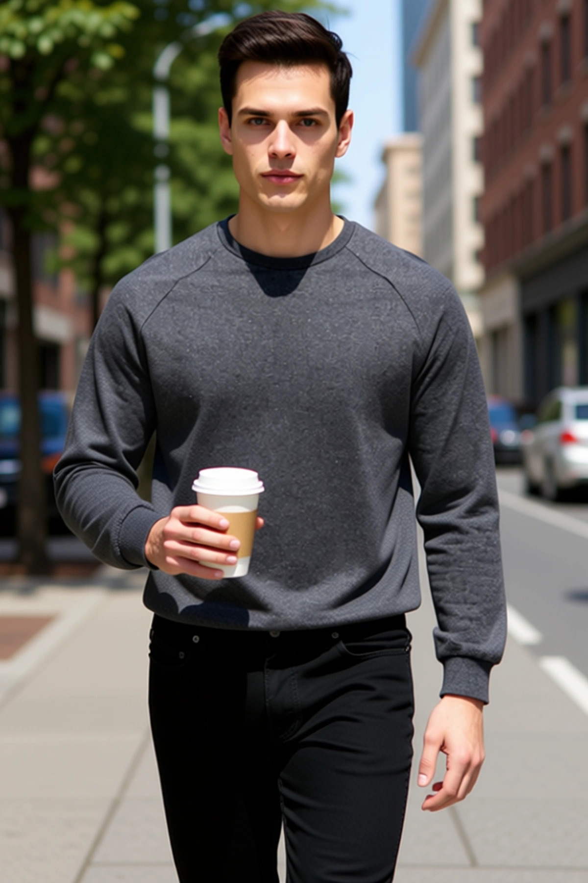 Erkek Bisiklet Yaka Reglan Kol Uzun Kol Sweatshirt Fonksiyonel Dayanıklı Kaliteli Konforlu