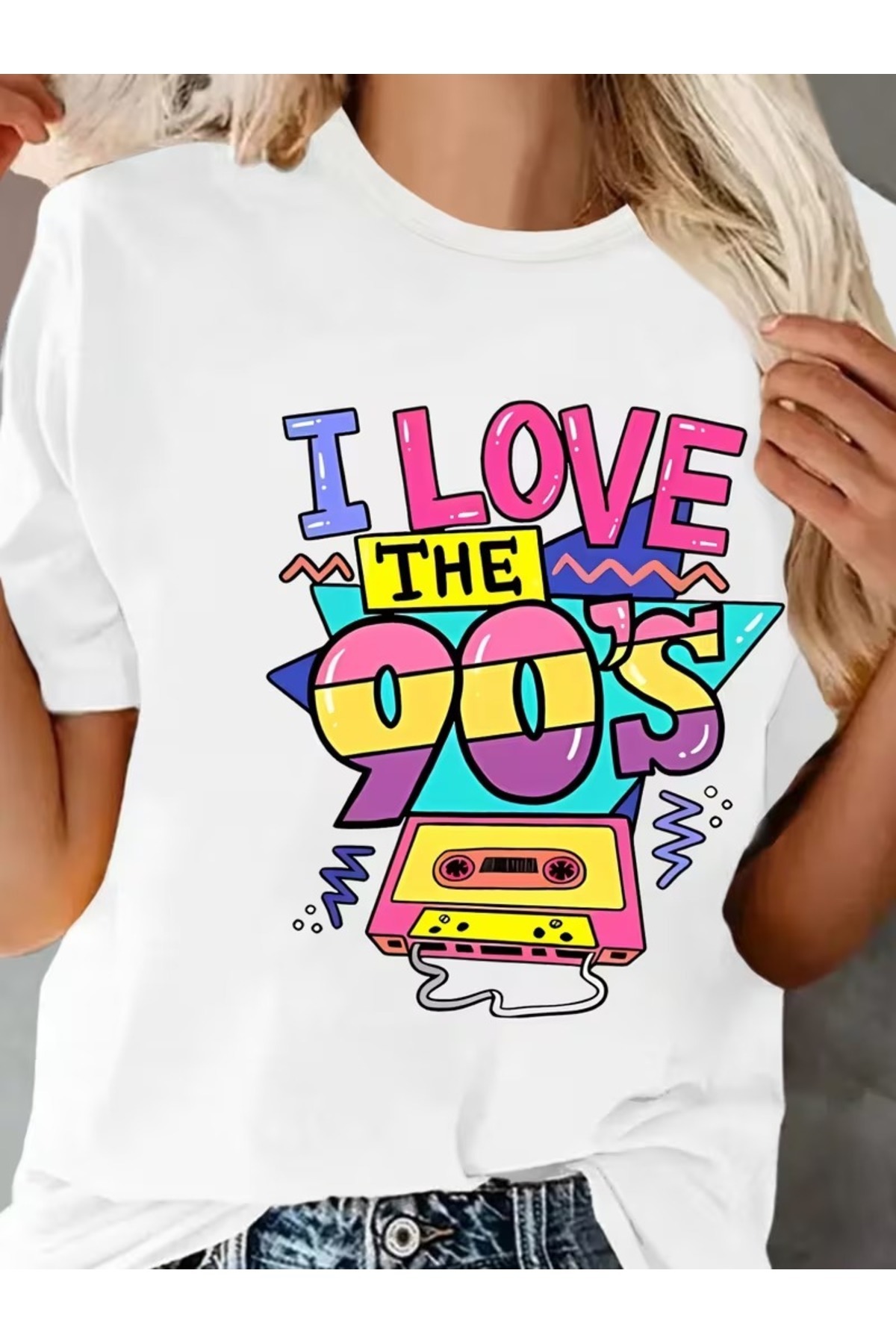 EYMORA  kadın 90lı yılları seviyorum grafik tişört