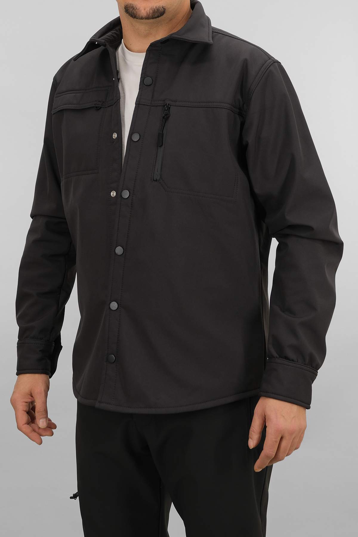 پیراهن مردانه Smoke Grey Slimfit Softshell — خاکستری SW-16858 — تصویر 4 از 7