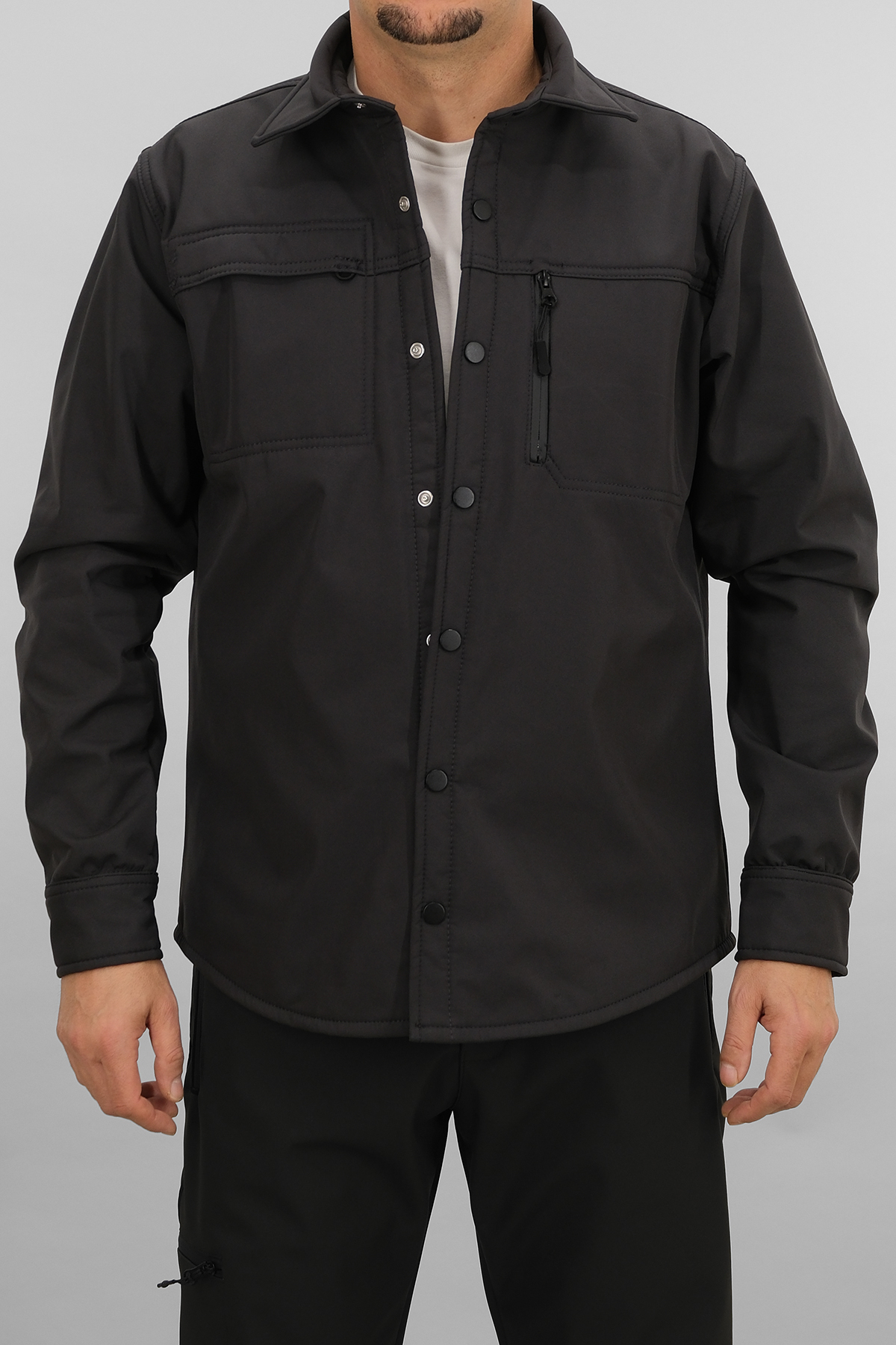 پیراهن مردانه Smoke Grey Slimfit Softshell — خاکستری SW-16858 — تصویر 2 از 7
