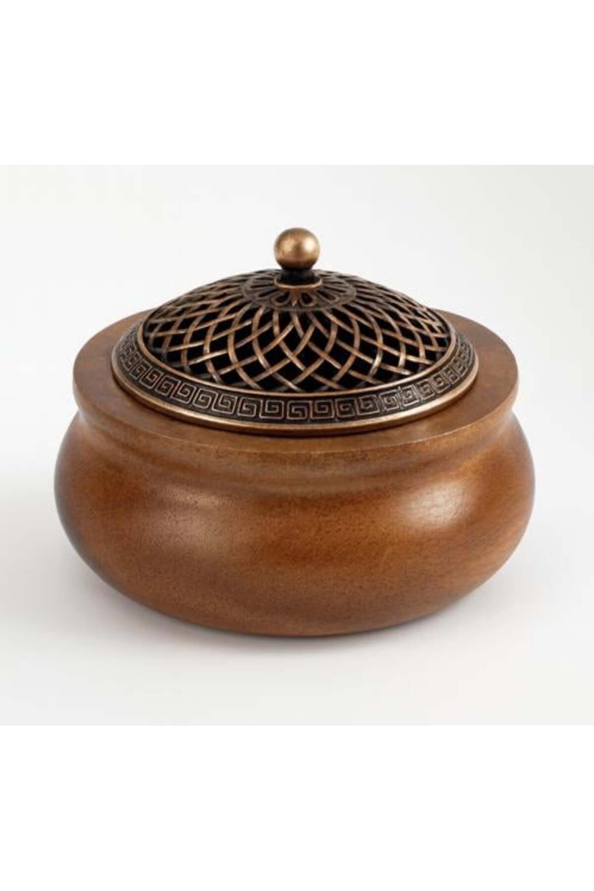 مبخرة خشب كلاسيكية بغطاء نحاسي فاخر - أسود