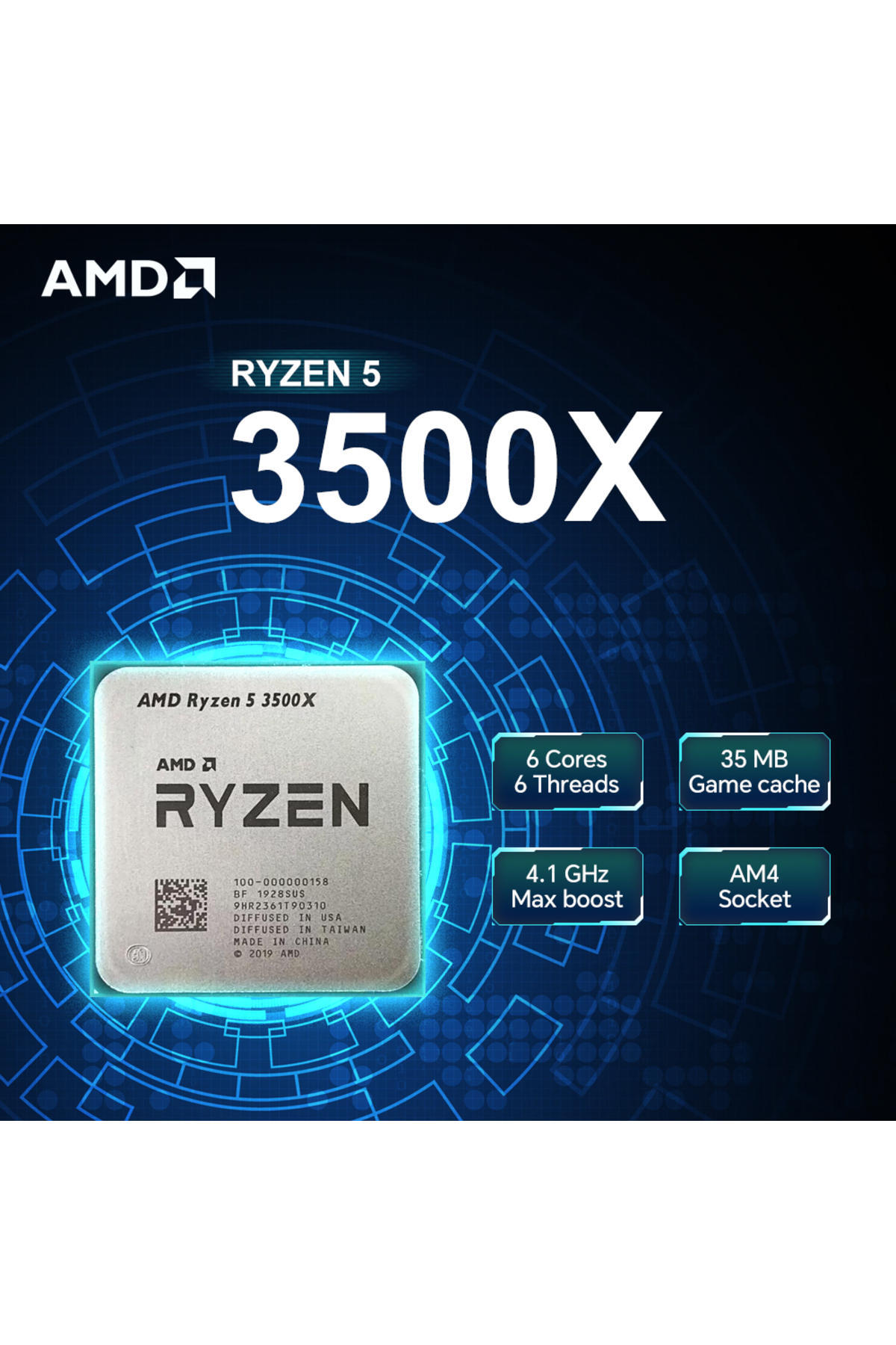 CPU AMD RYZEN 5 3500X AMD Ryzen™5 3500X Soket AM4 + Wraith Spire 3.6GHz 32MB 65W 7nm