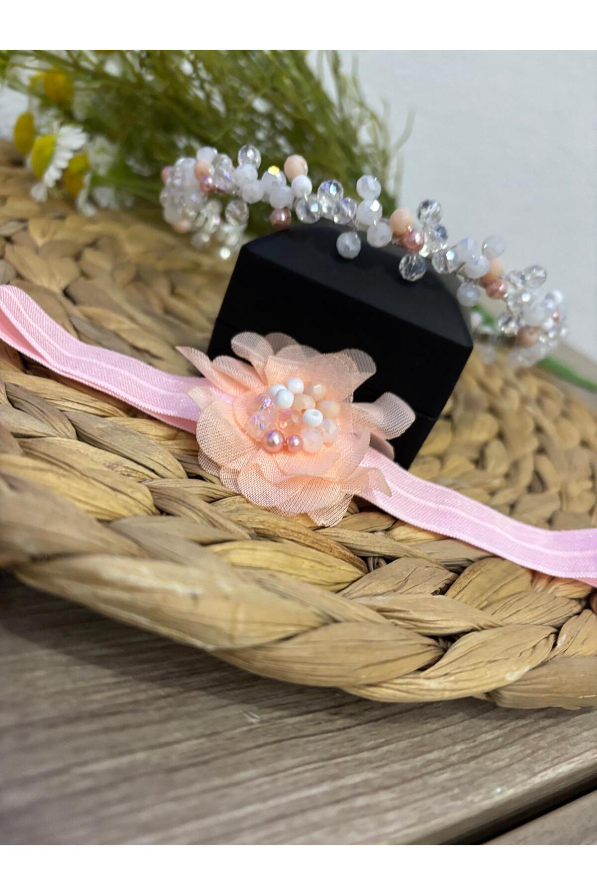 Yeşil Atölye anne bebek lohusa tacı Gelin tacı nişan kına söz saç aksesuarı fotoğrafı 2 (önizleme)