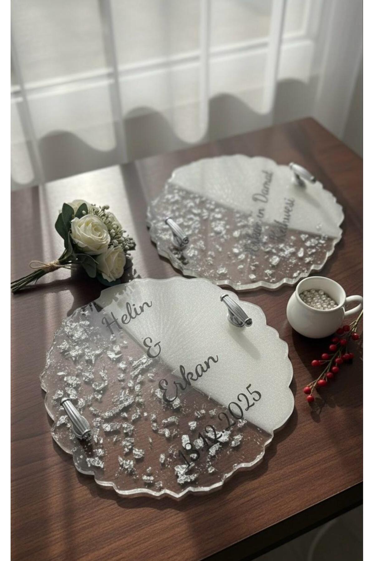 LovEce Kişiye Özel Epoksi Söz-Nişan ve Damat Tepsisi Seti / Damat Kahvesi Tepsisi ve Nişan-Söz Tepsisi