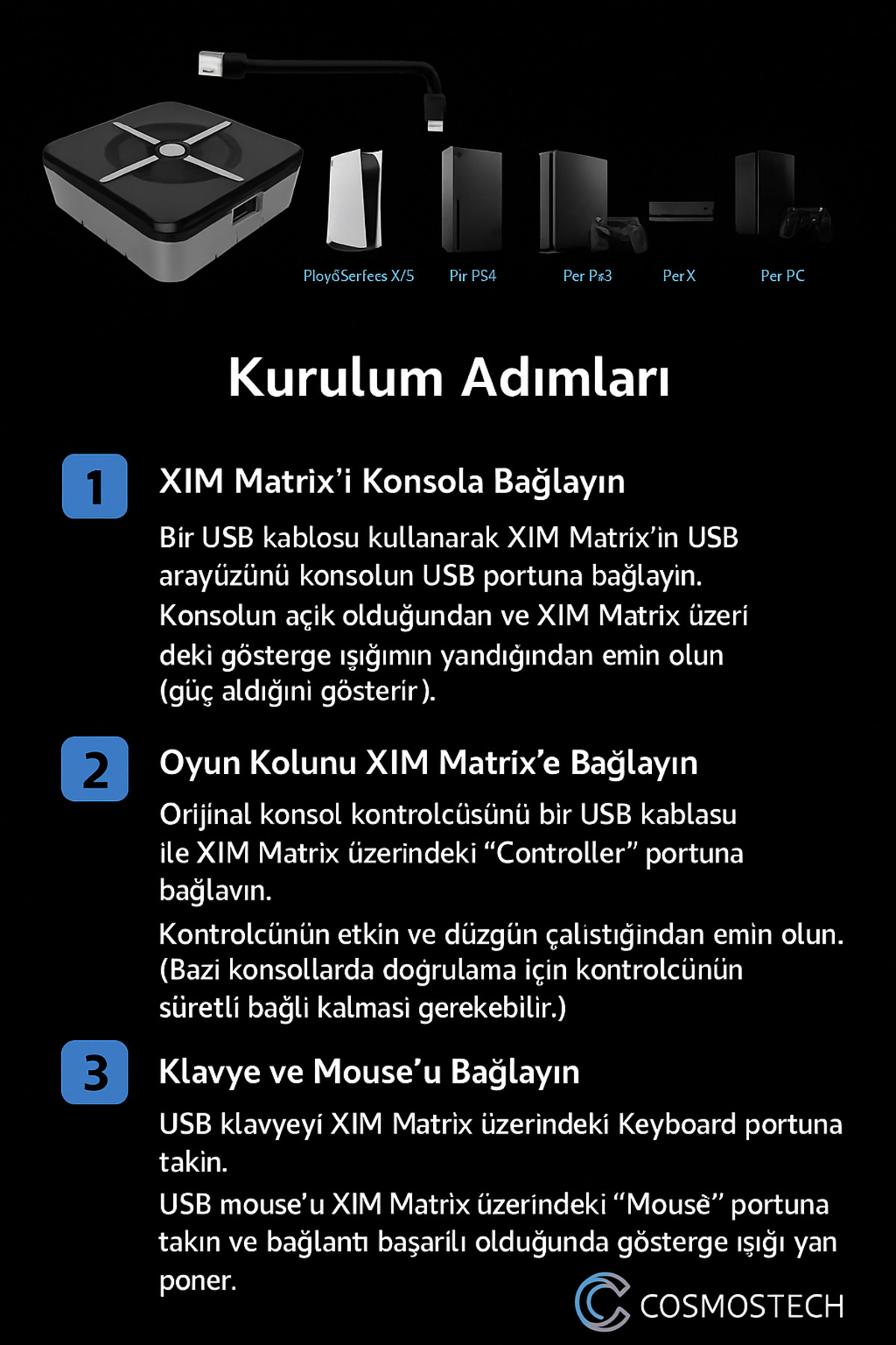 cosmostech Xim Matrix Klavye Mouse Çevirici Adaptör Mouse Keyboard