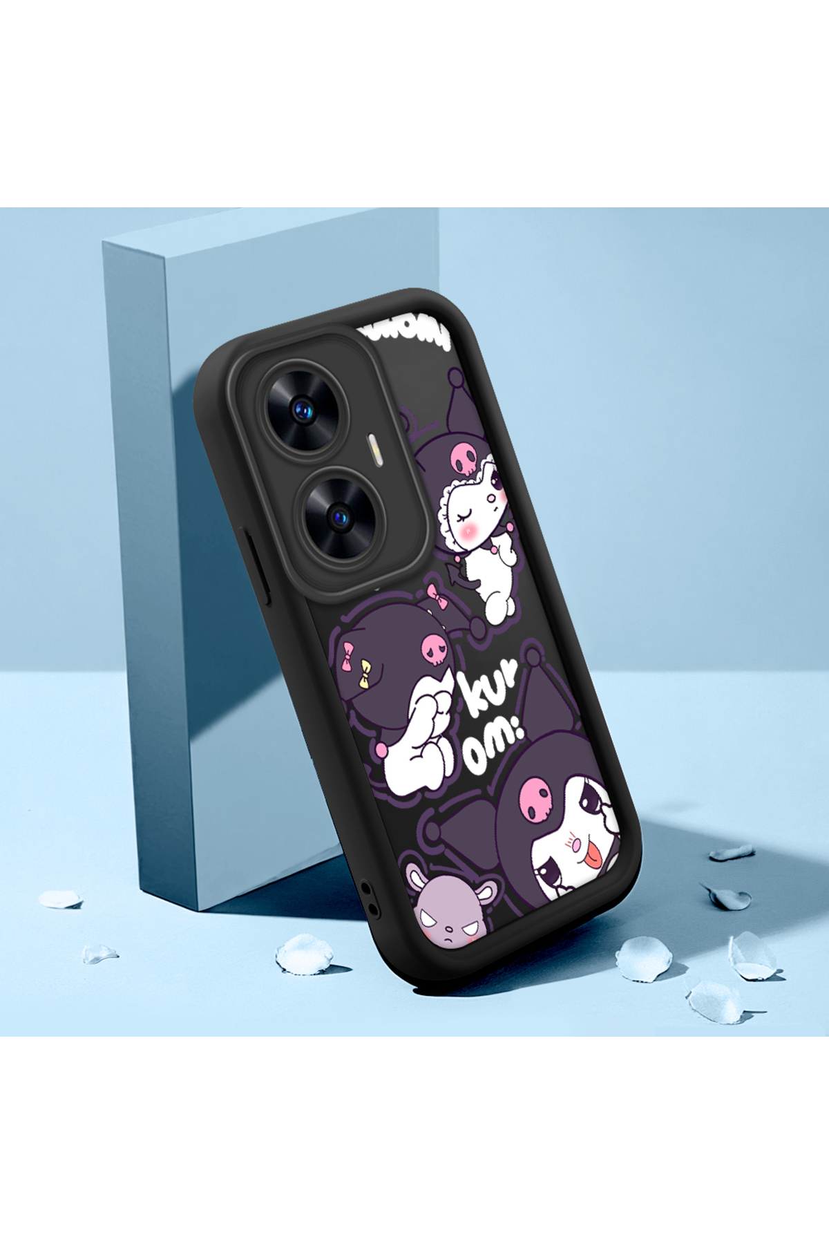 Realme C55 Compatible Black Silicone Animation Pattern High Impact Protection Phone Case