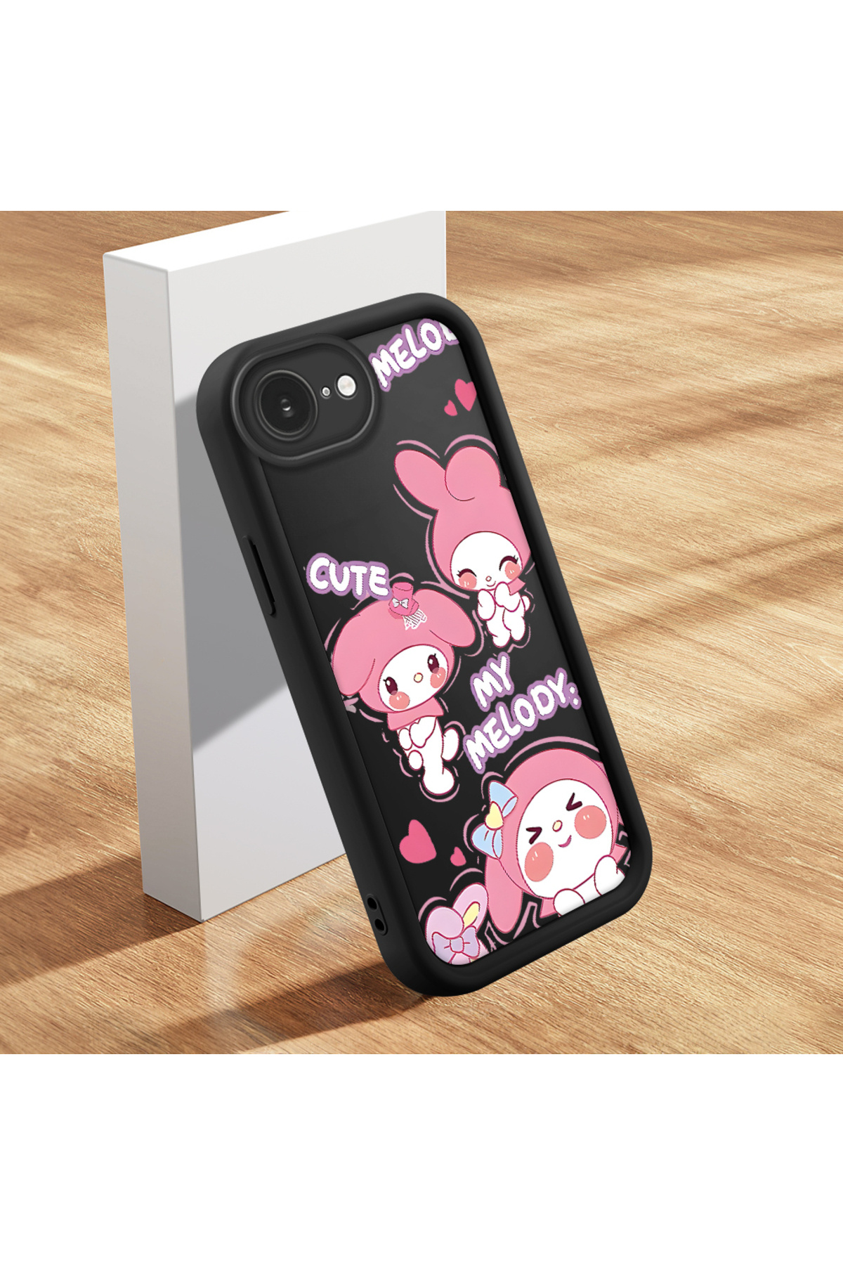 black Silicone Animation Pattern High Impact Protection Phone Case for iPhone 16e